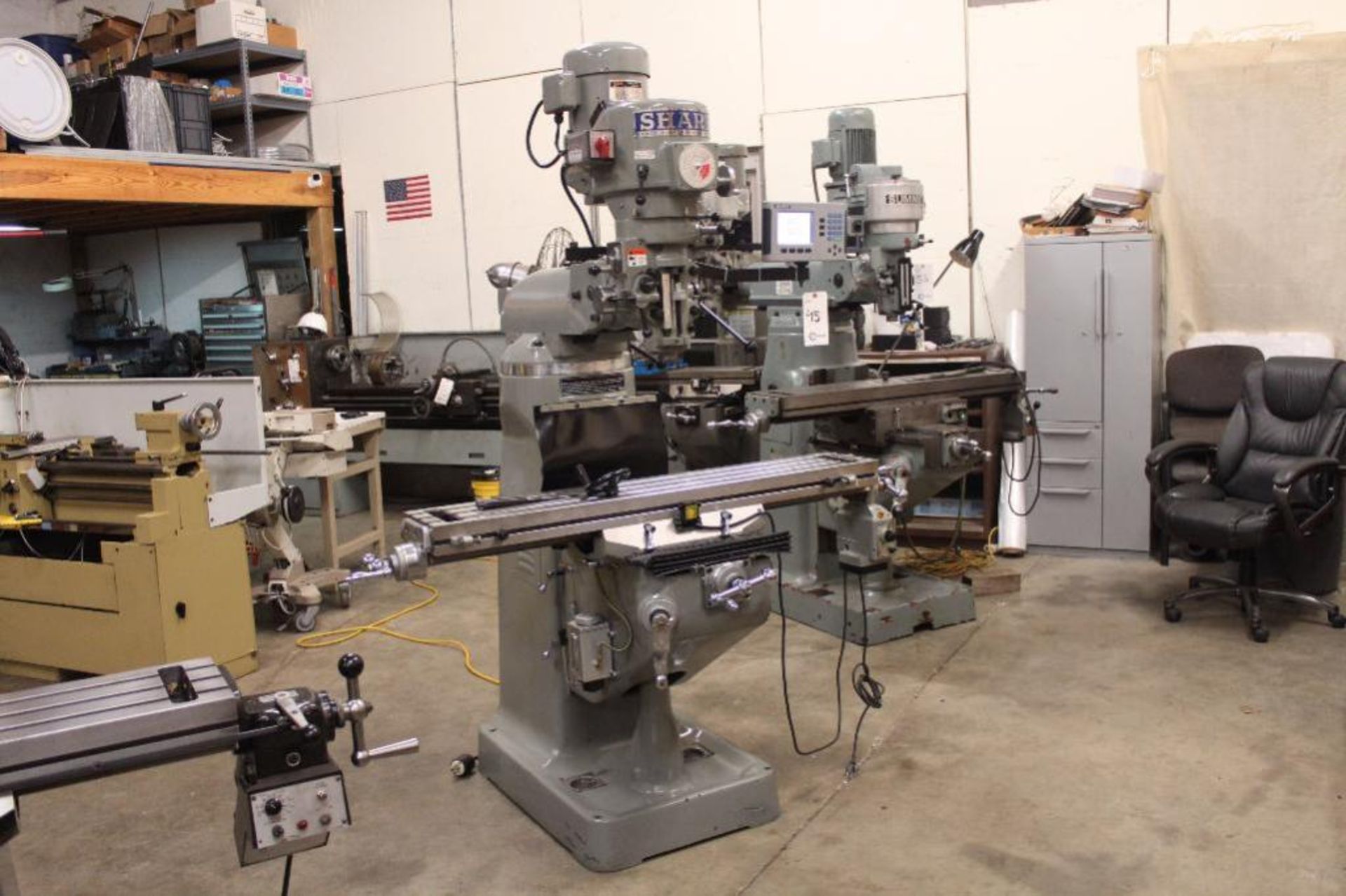 Sharp LMV-50 vertical milling machine ACU-RITE 200S DRO, 9 x 50" table Sharp x axis power feed, MFG