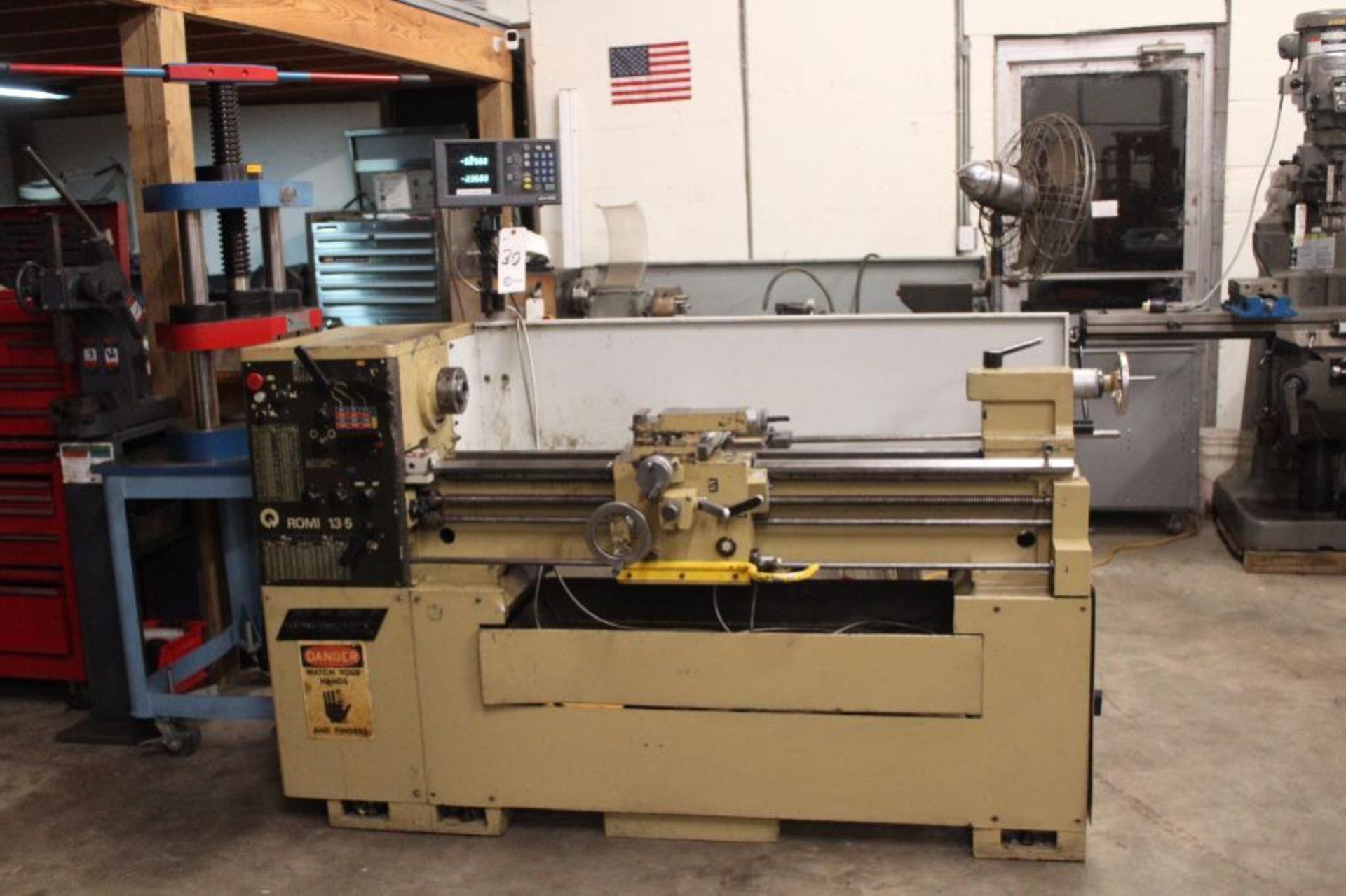 Bridgeport-Romi13-5, 13" x 48" Engine Lathe W/ DRO 80 - 2500 RPM, in/mm threading 1.56" HTS, ACU-RIT - Image 2 of 14