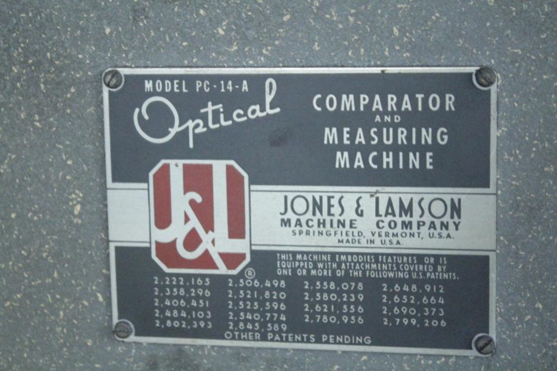 J&L , Jones and Lamson Optical comparator and measuring machine Model: PC-14-A - Image 10 of 15