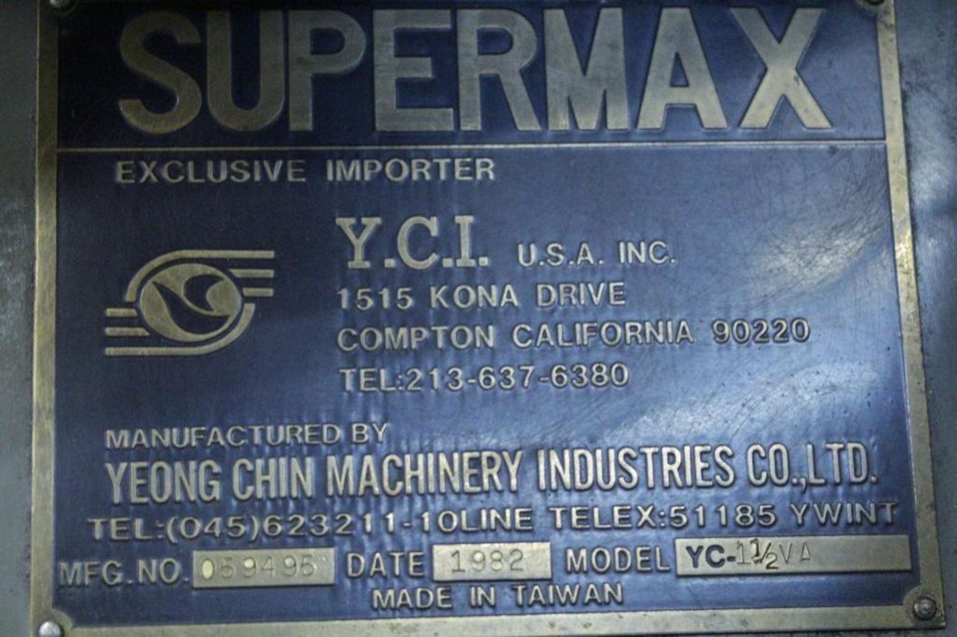 Supermax Vertical Milling Machine Model: YC- 1 1/2VA - Image 13 of 22