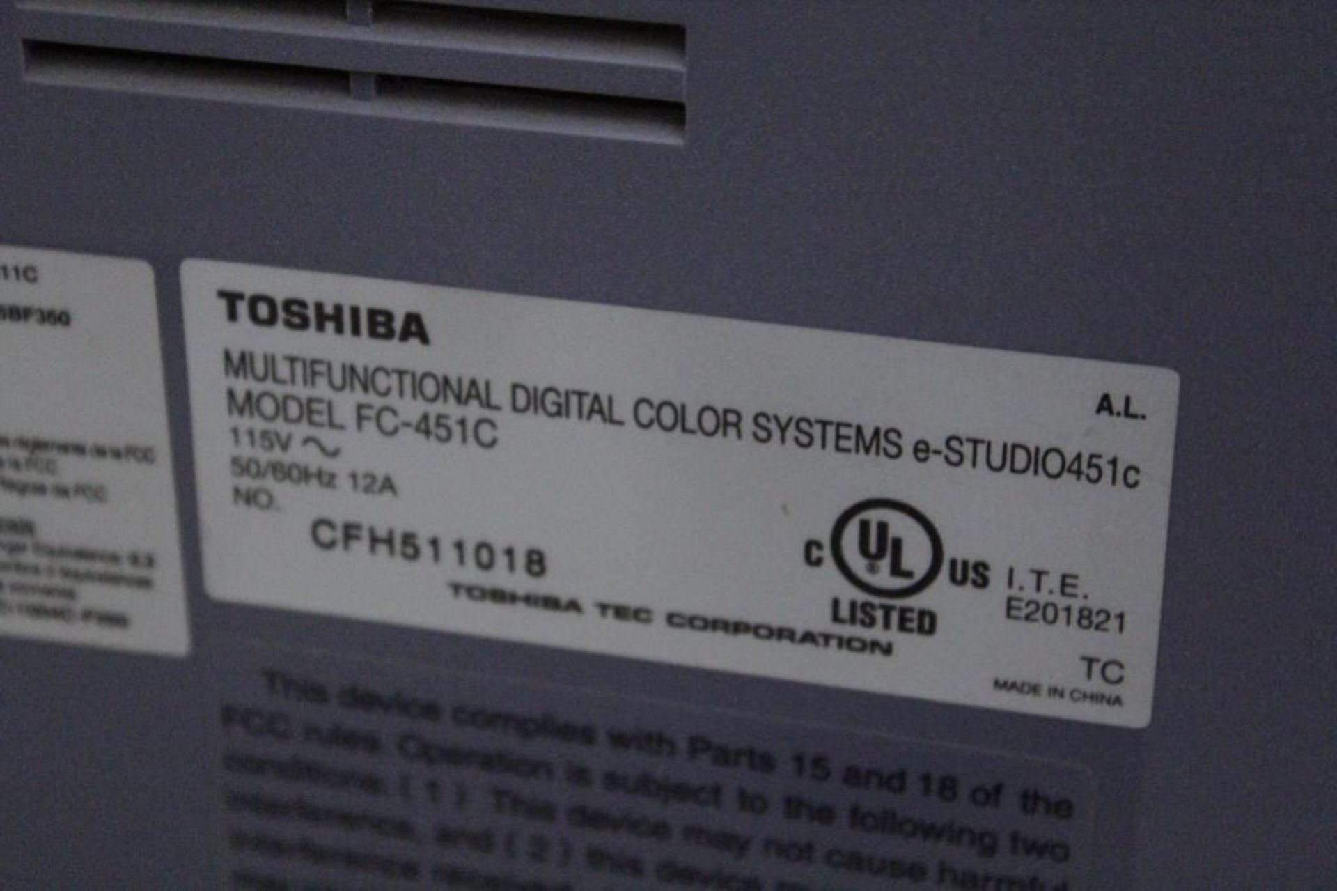 Toshiba e-studio451c copier, Model: FC-451C, Year: 2005 - Image 8 of 8