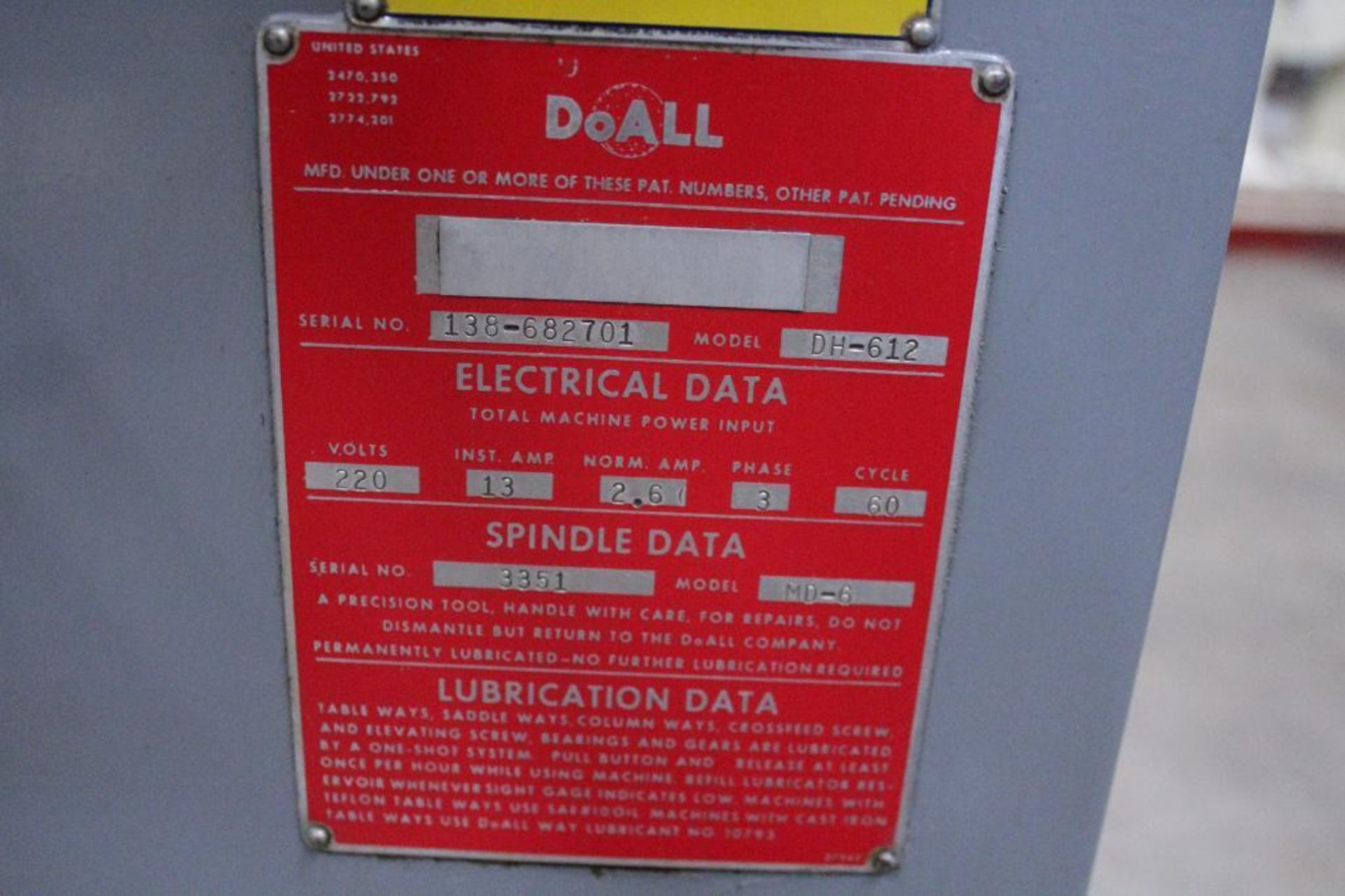 DoAll DH-612 6" x 12" hand feed surface grinder with Acu-Rite DRO (1 axis) & Mototronic VFD 1 or - Image 8 of 10