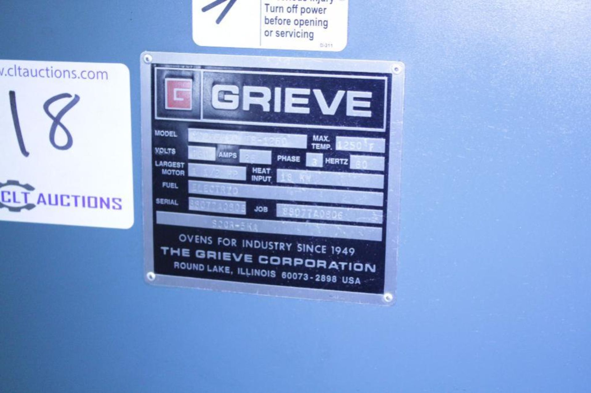 Grieve IB-1250 Heat Treat Oven - Image 3 of 12