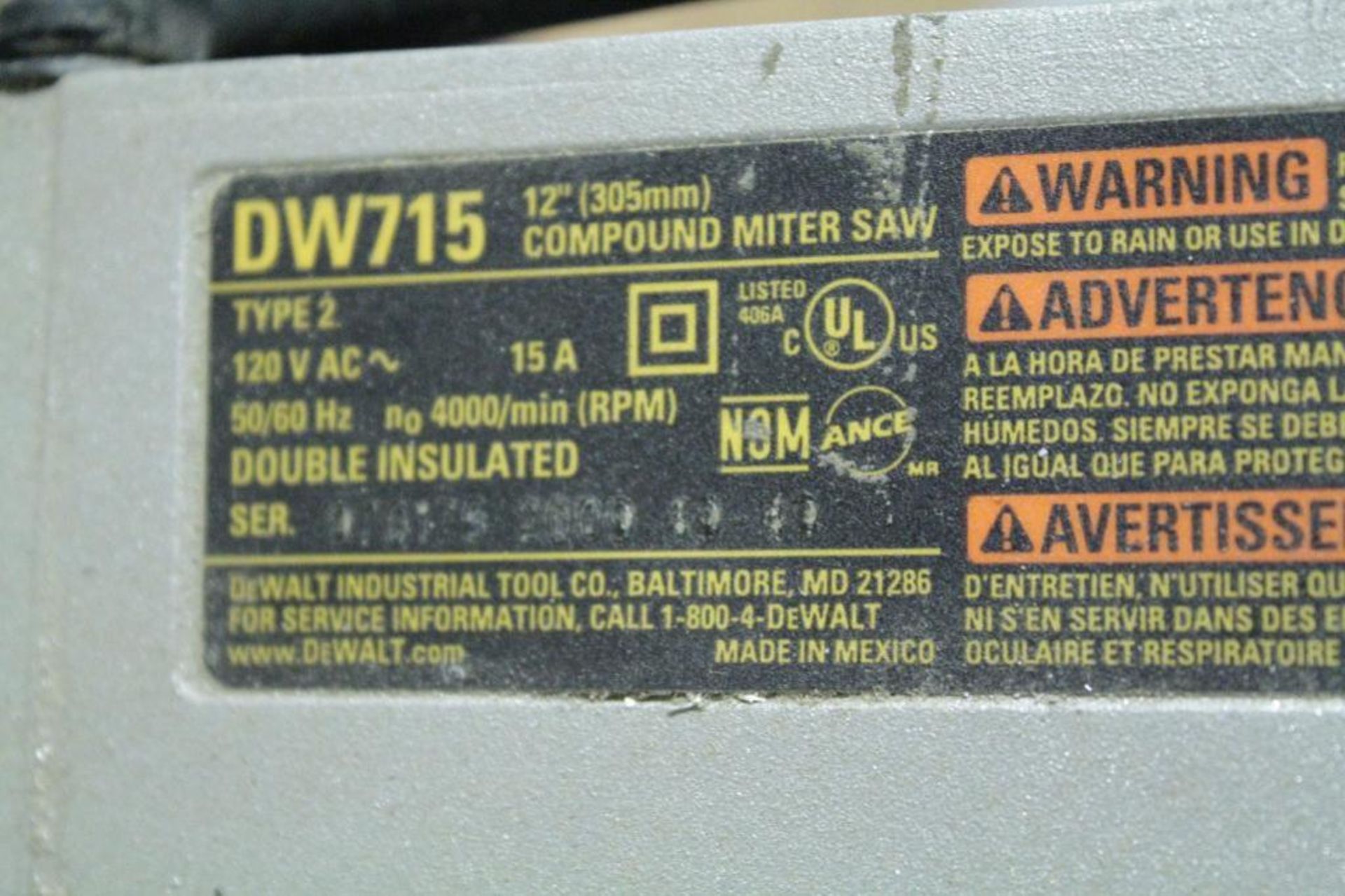 DeWalt DW715 Miter Saw - Image 3 of 3