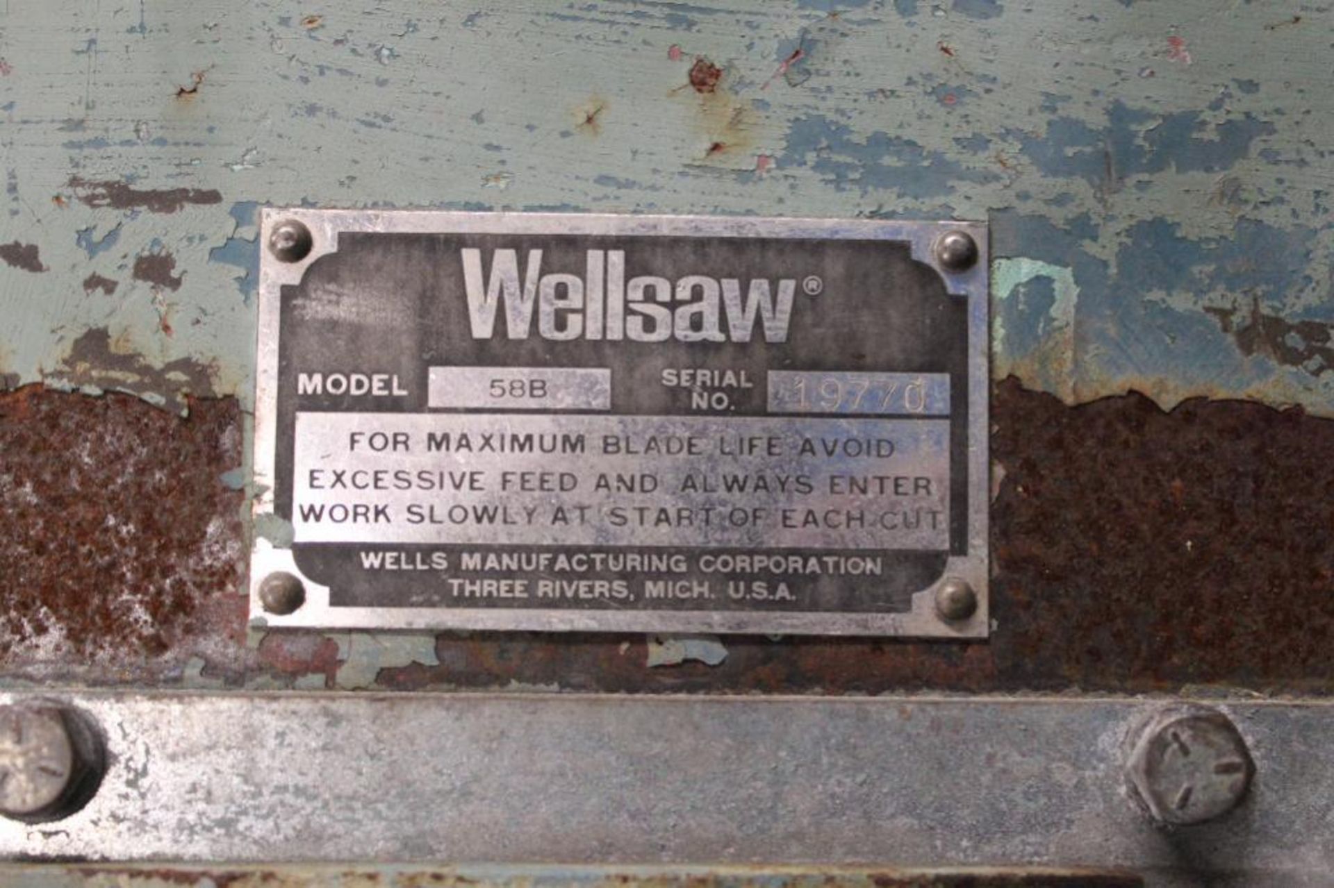 Wellsaw 58B Horizontal Band Saw - Image 5 of 9