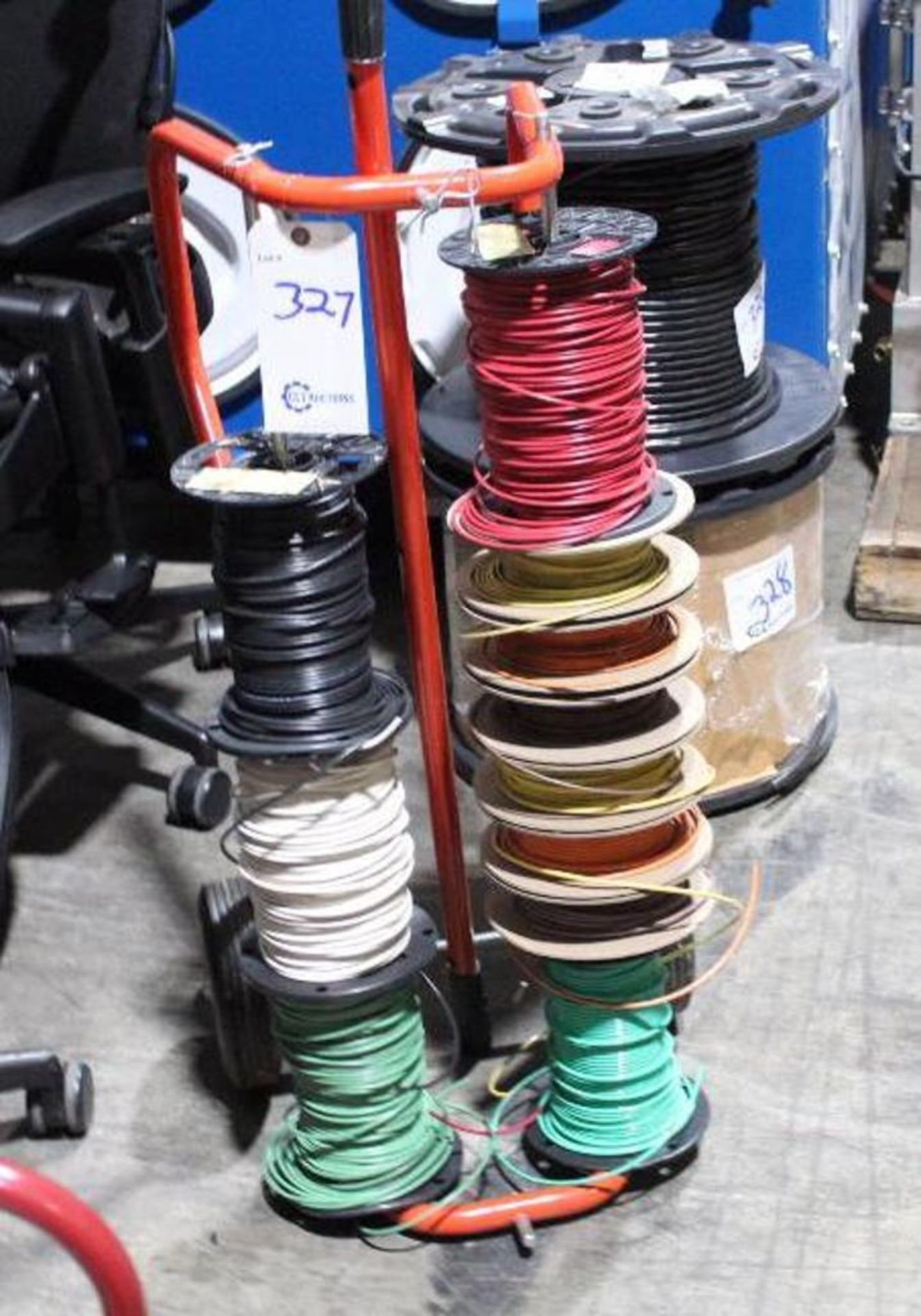 Wire spool rack w/ wire