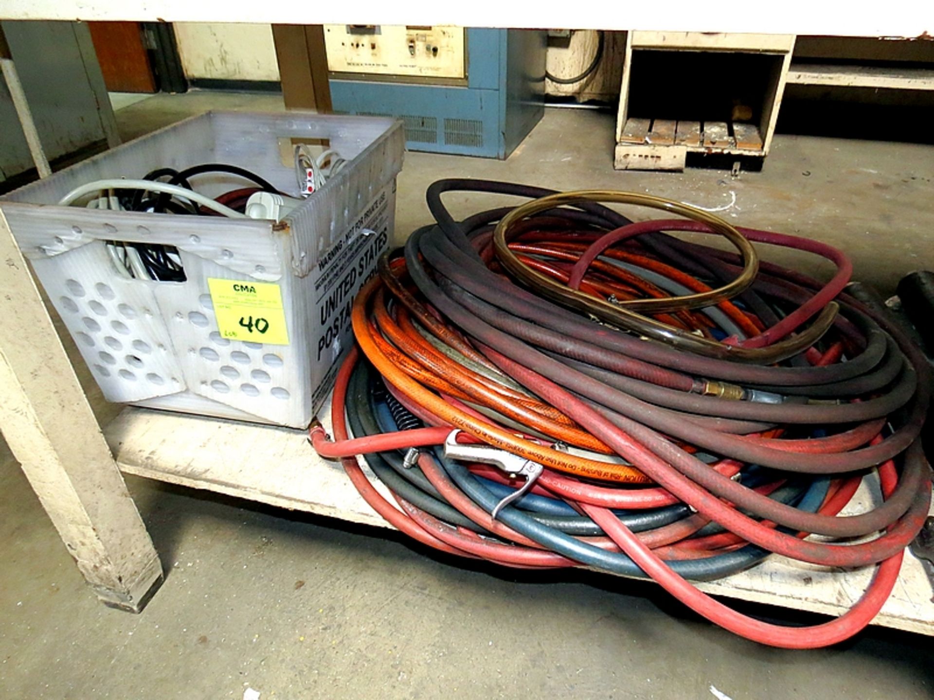 LOT OF AIR HOSES AND POWER CORDS