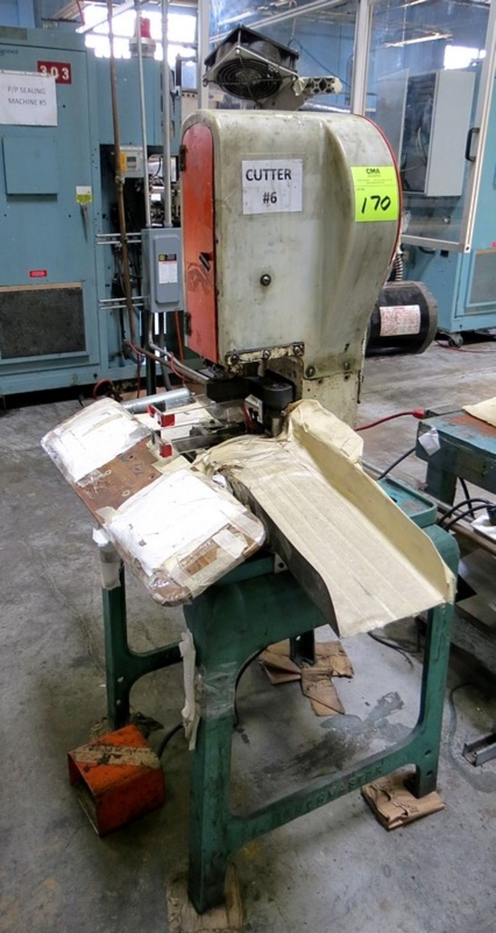 ELECTRIC CUTTING PRESSES, 0.5 HP AC MOTOR, MANUAL FEED, FOOT OPERATED, METAL TABLE STAND, NO.6