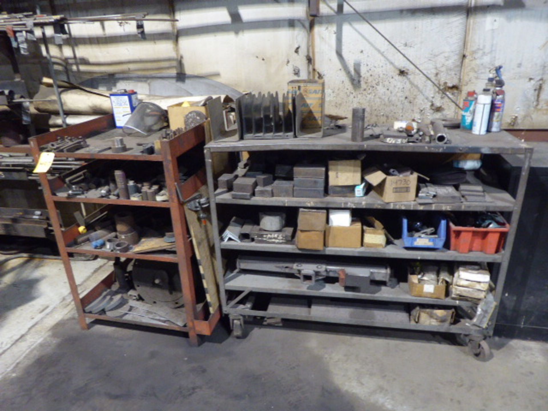 Racks w/Contents: Scrap Metal, Trailer Hitch (Lot)