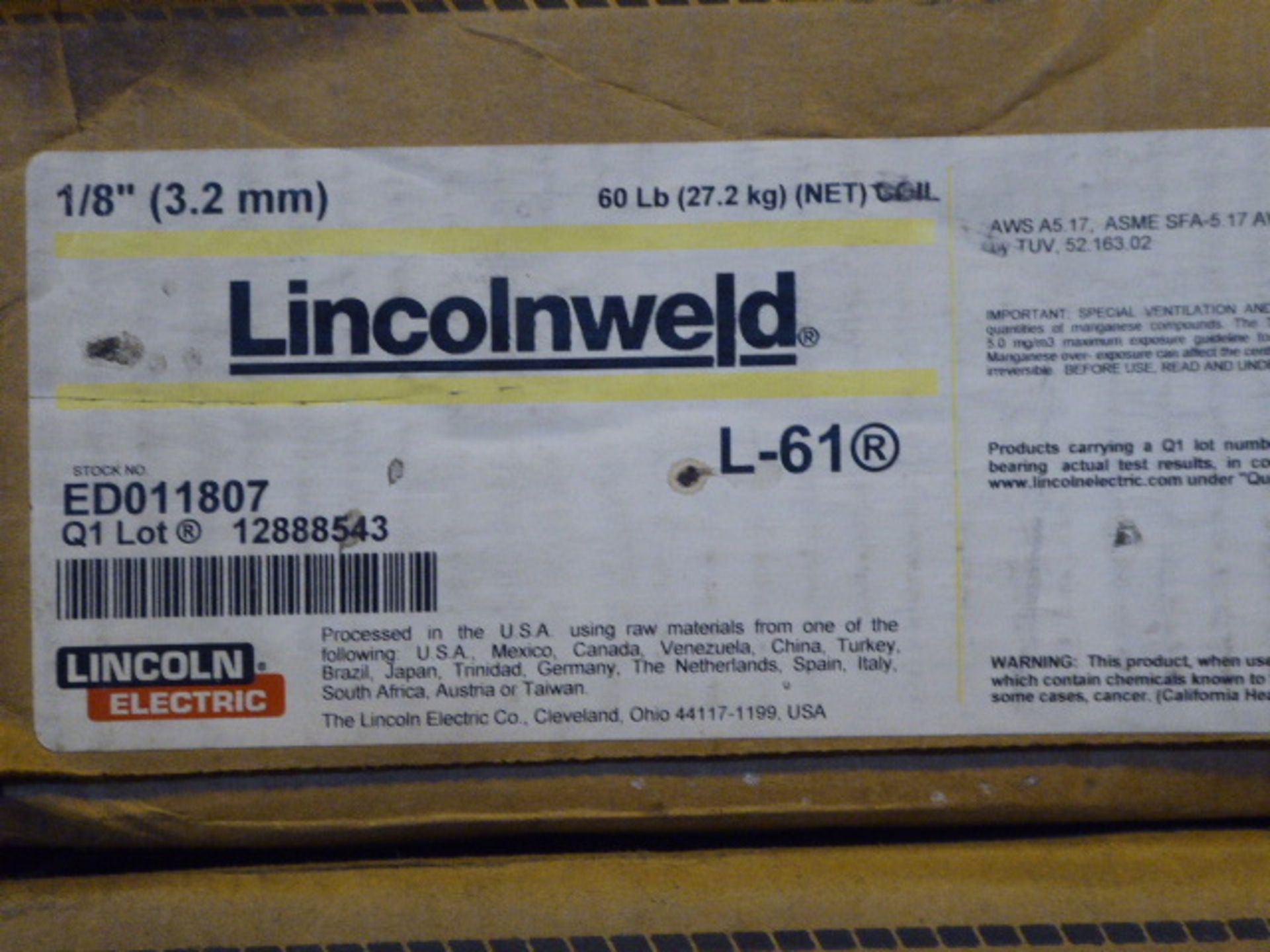 Lincolnweld L-61 1/8" Welding Wire (5 Each) - Image 2 of 2