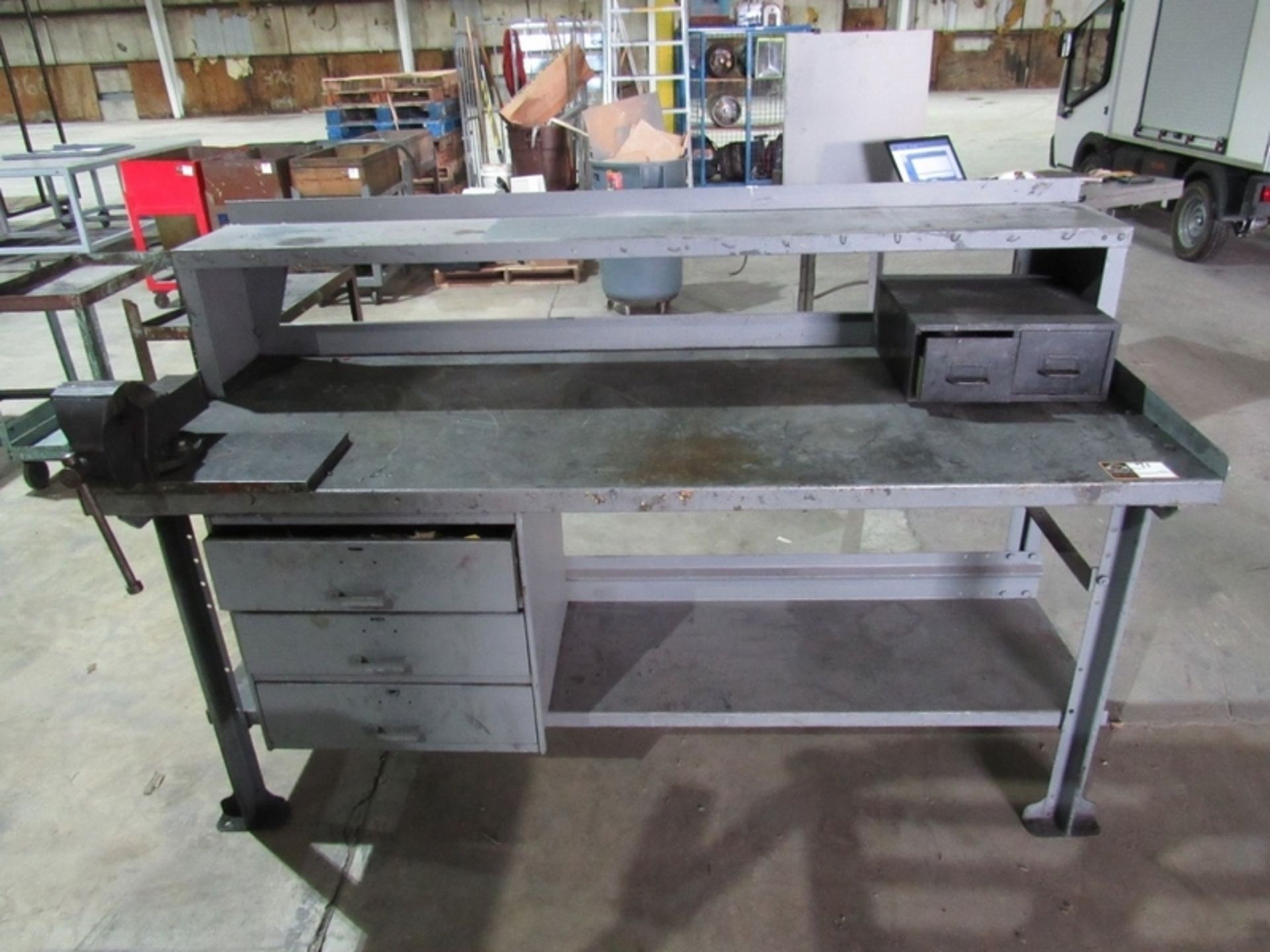 Work Bench- ***Located in Chattanooga TN*** MFR - Unknown 4" Record Table Vise 6' x 2'4" 3' Tall