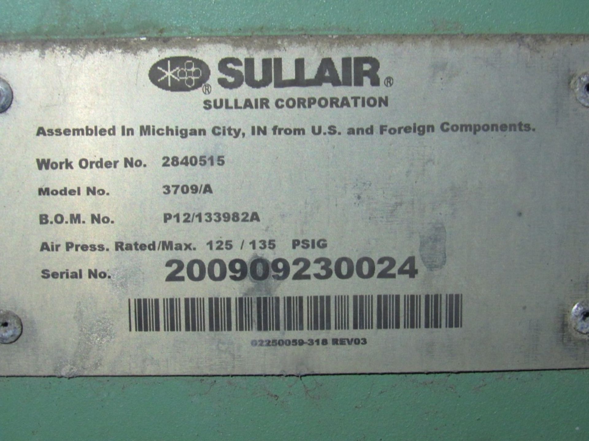 Sullair Air Compressor- Model - 3700 Serial - 200909230024 Rigging Fee - $250.00 "TVA will - Image 12 of 13