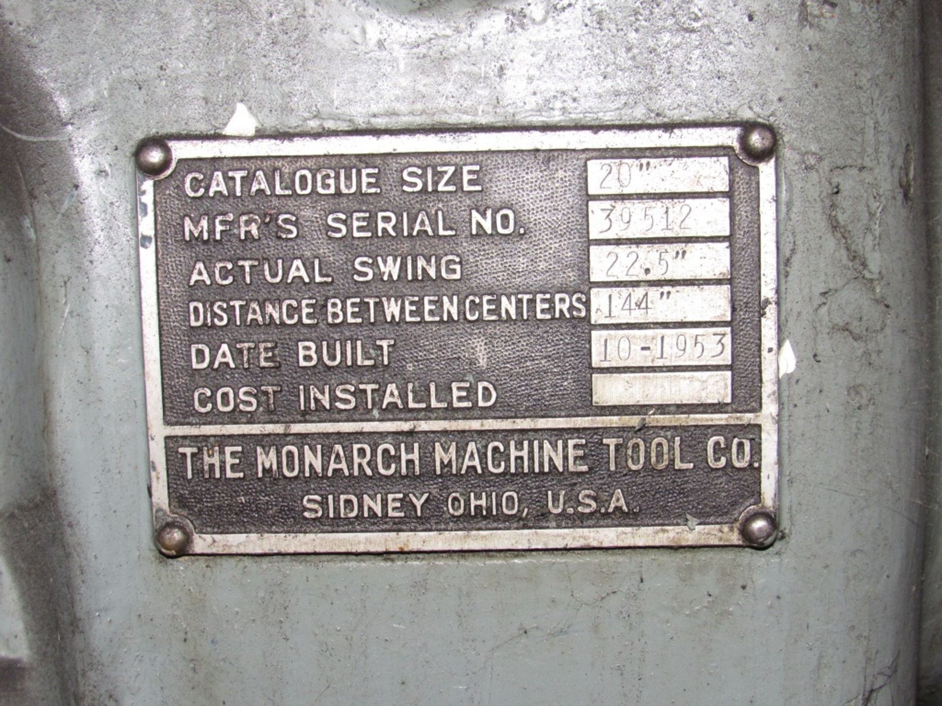 Monarch Lathe - Length - 14' Head - 20'' Serial - 39512 Rigging Fee - $1000.00 Distance Between - Image 14 of 15