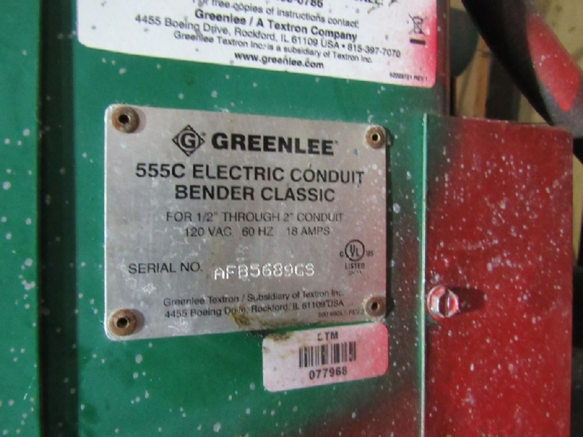 (qty - 2) Electric Pipe Benders- ***Located in Chattanooga TN*** MFR - Greenlee 1-1/2" to 2" EMT - Bild 7 aus 17