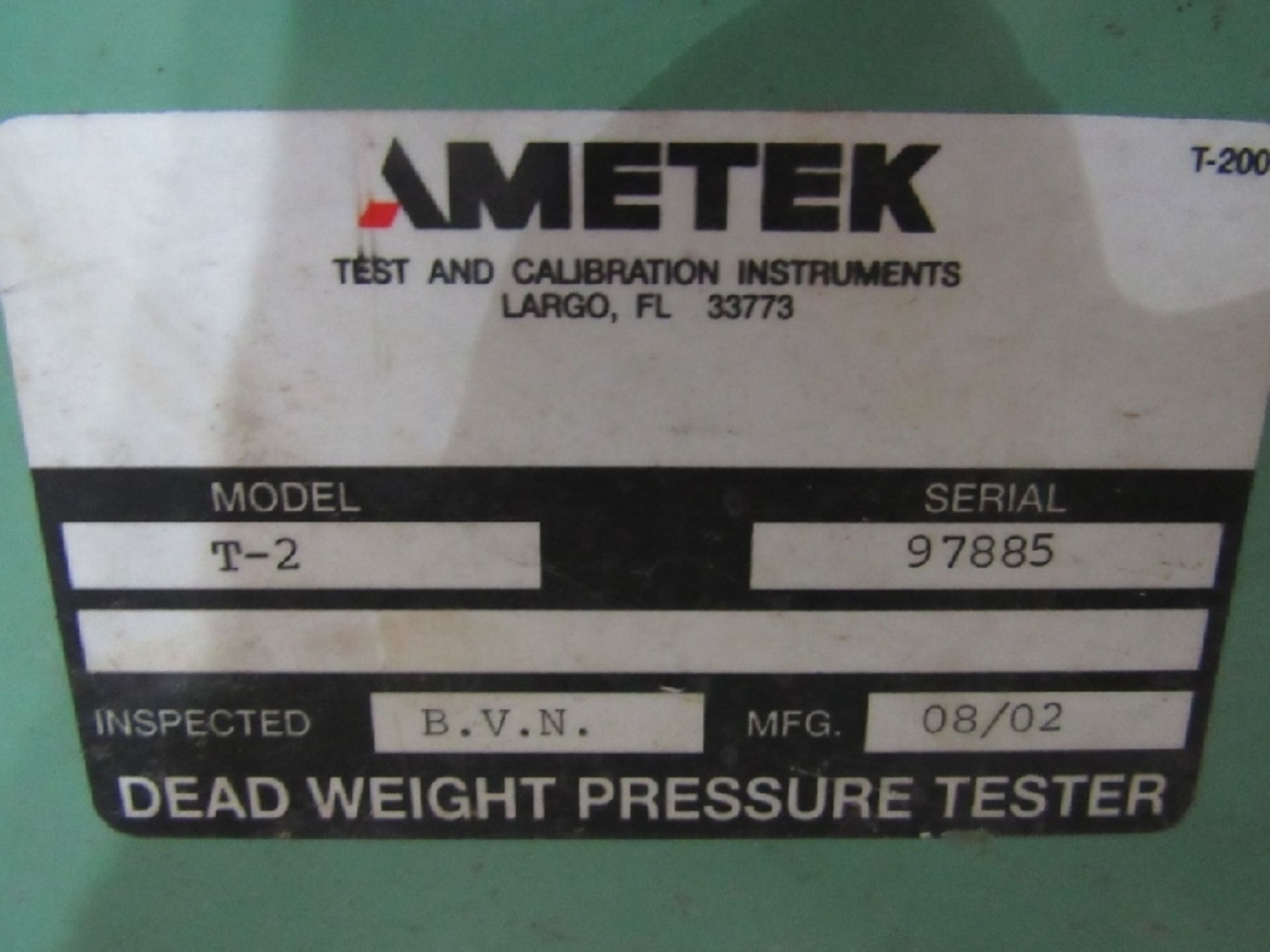 Dead Weight Pressure Tester- ***Located in Chattanooga, TN*** MFR - Ametek Model - T-2 Serial - - Bild 3 aus 8