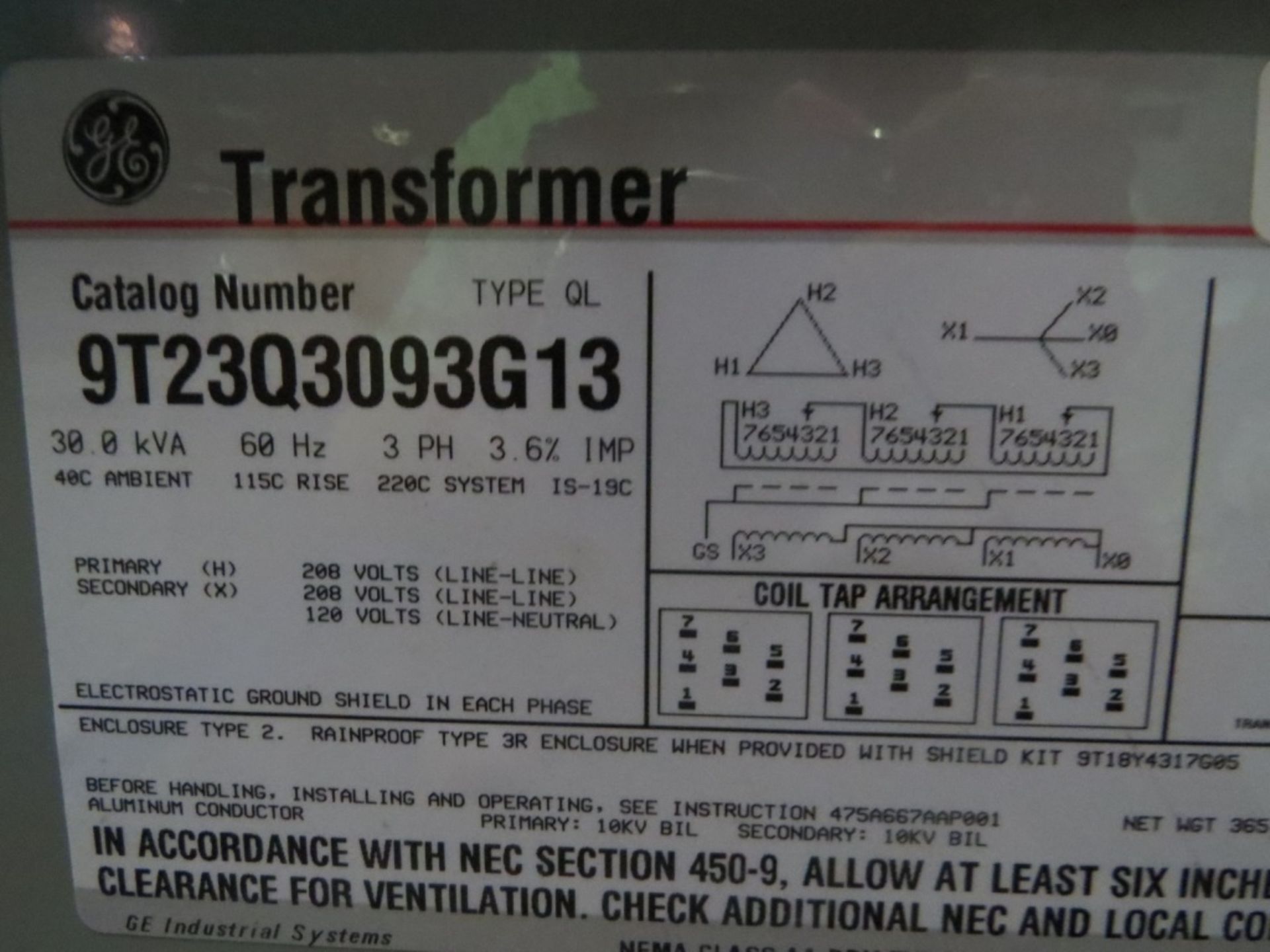 General Electric 30 KVA Transformer- - Image 4 of 4