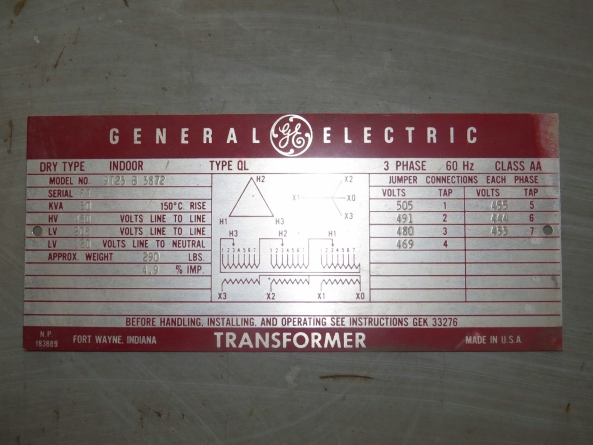 General Electric 30 KVA Transformer- - Image 4 of 5