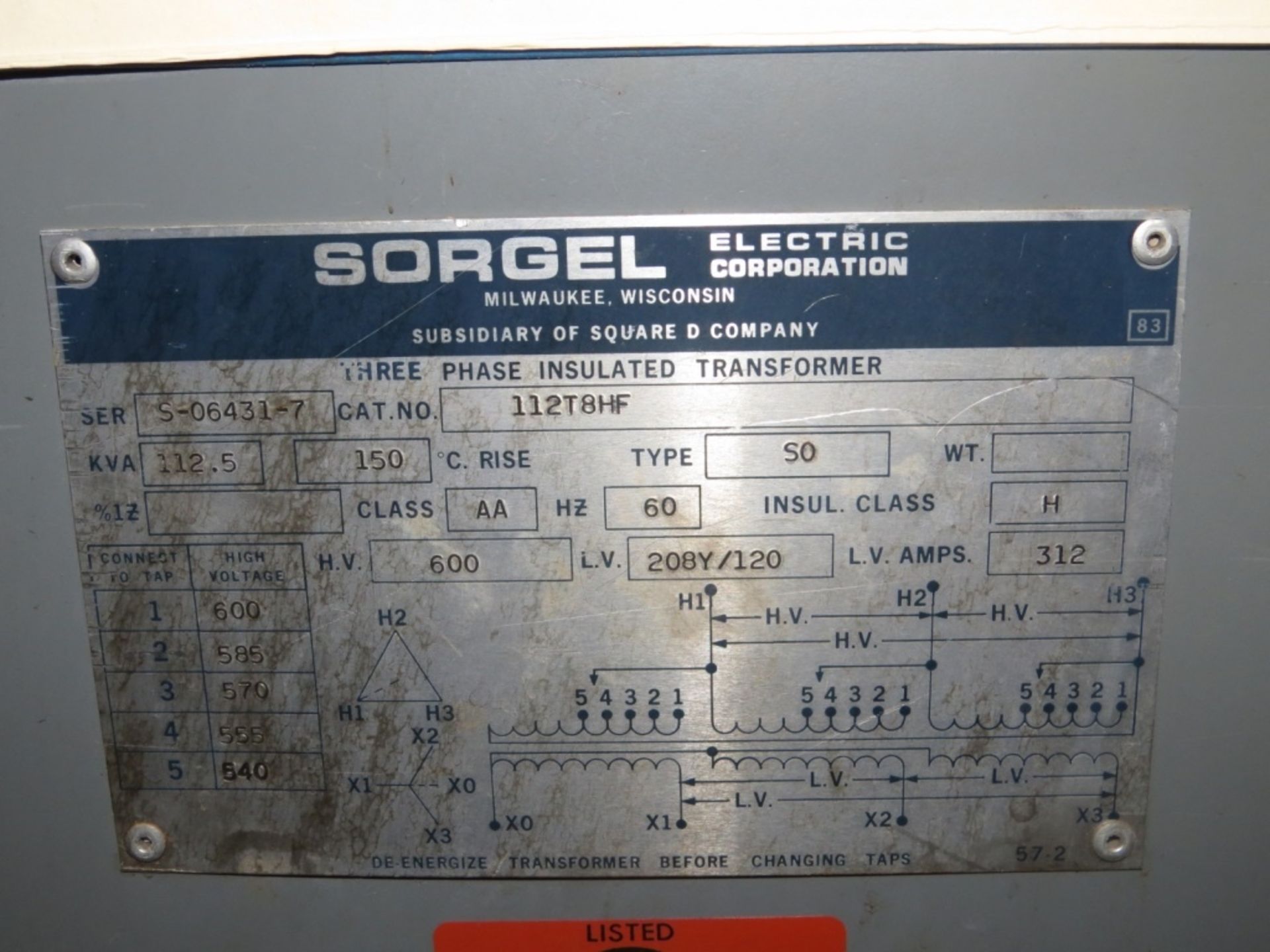 Sorgel D 112.5 KVA Transformer- - Image 4 of 4