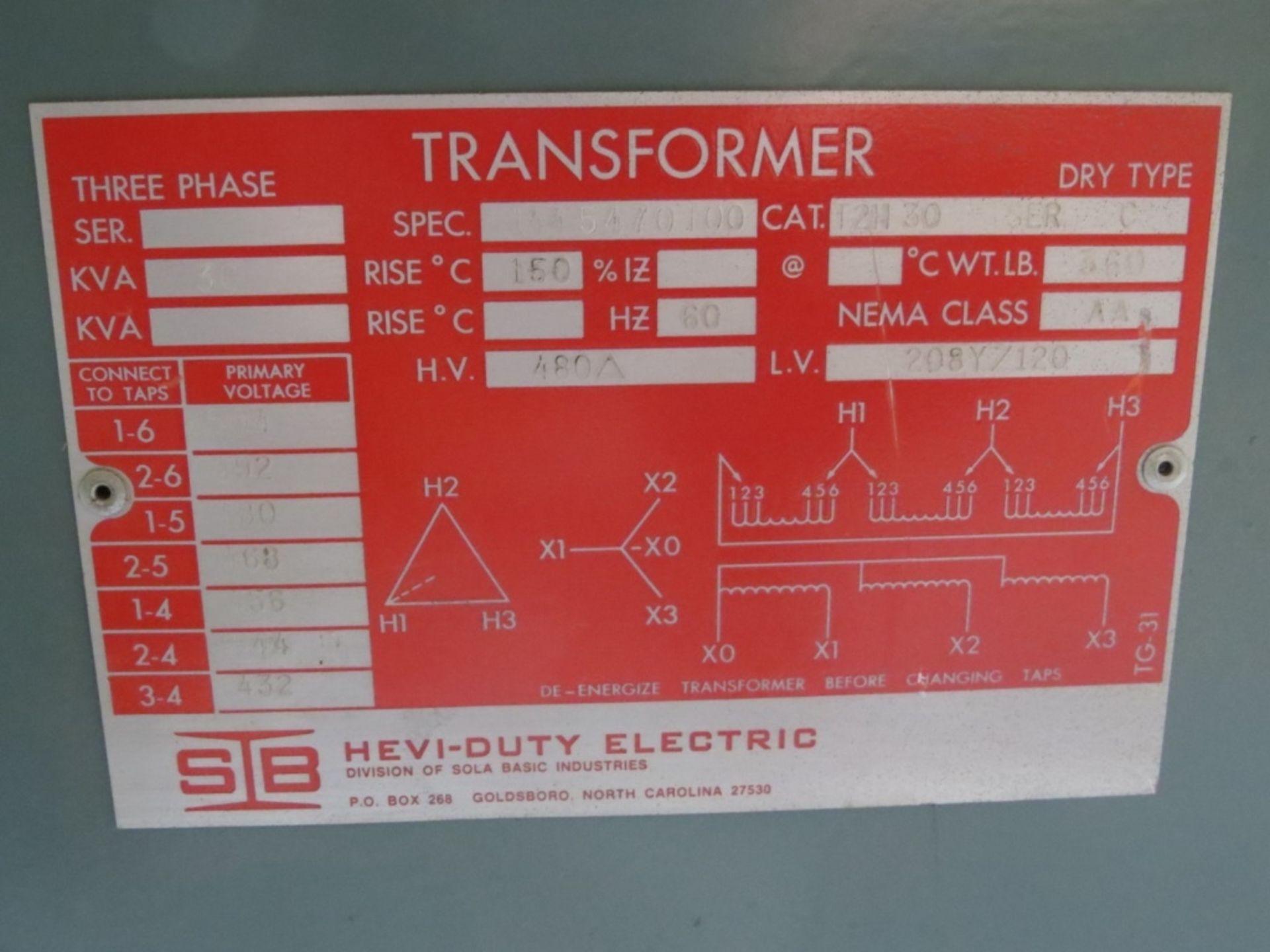 Hevi-Duty 30 KVA Transformer- - Image 4 of 4