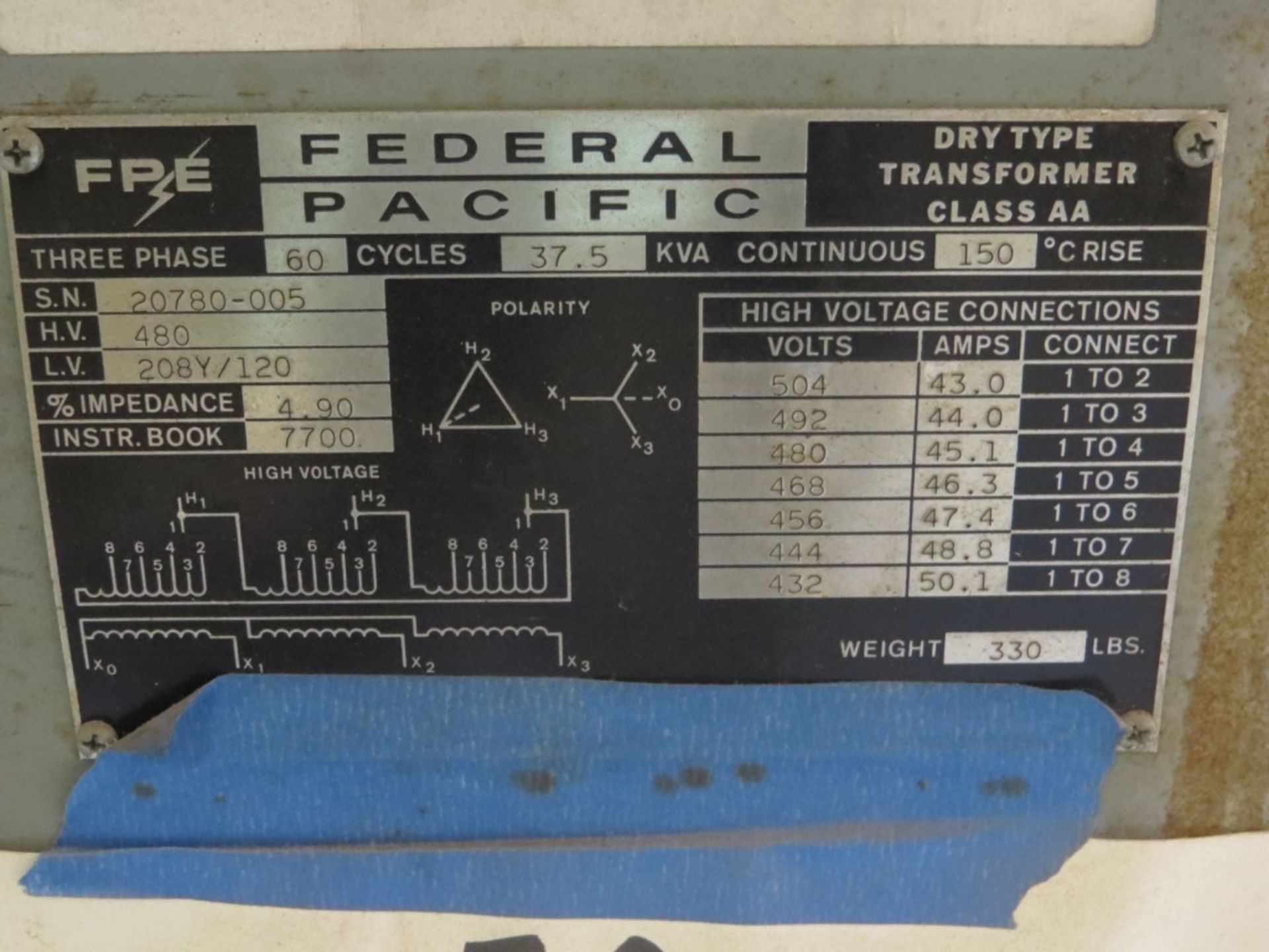 Federal Pacific 30 KVA Transformer- - Image 4 of 4