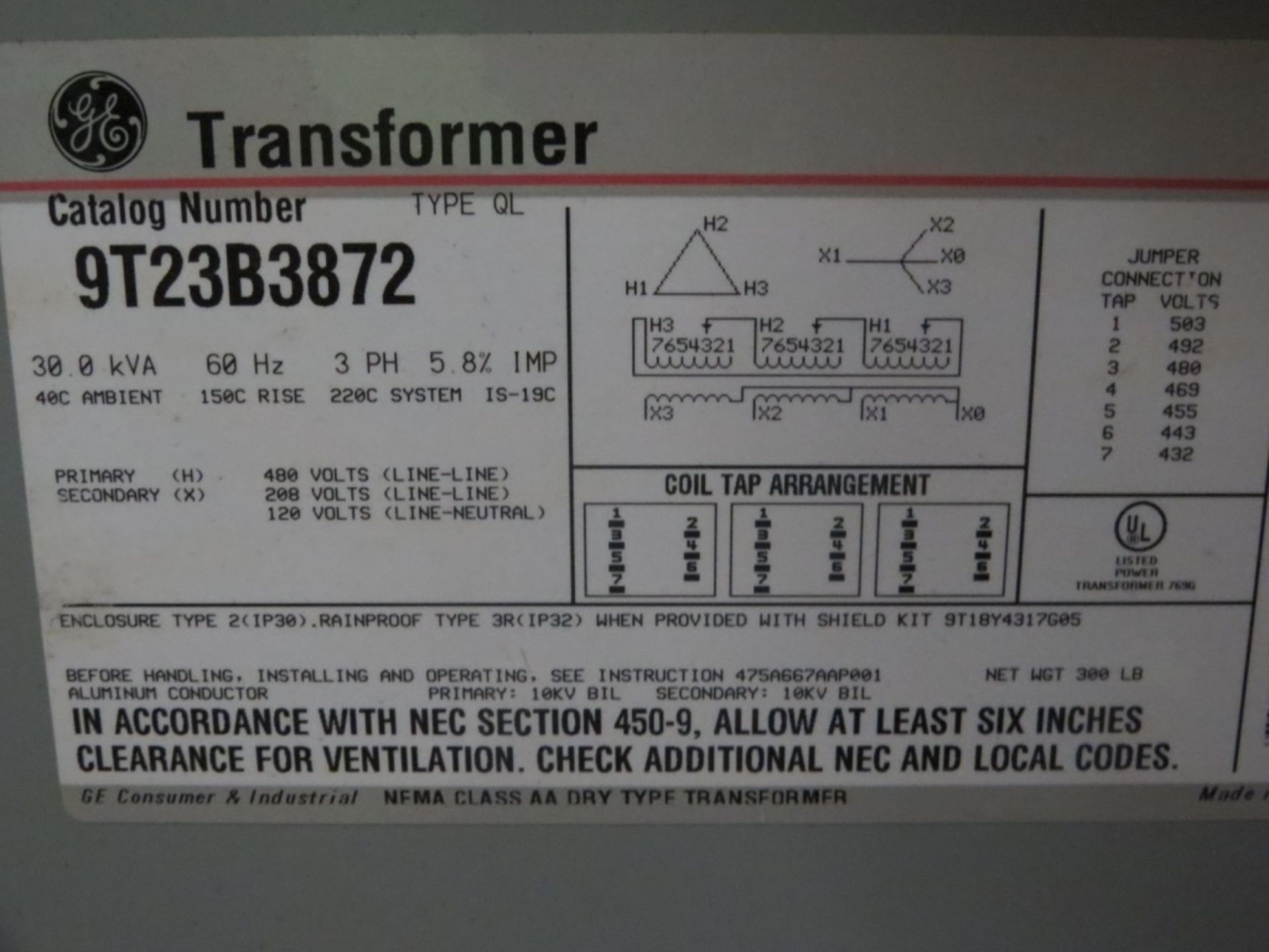 General Electric 30 KVA Transformer- - Image 4 of 4