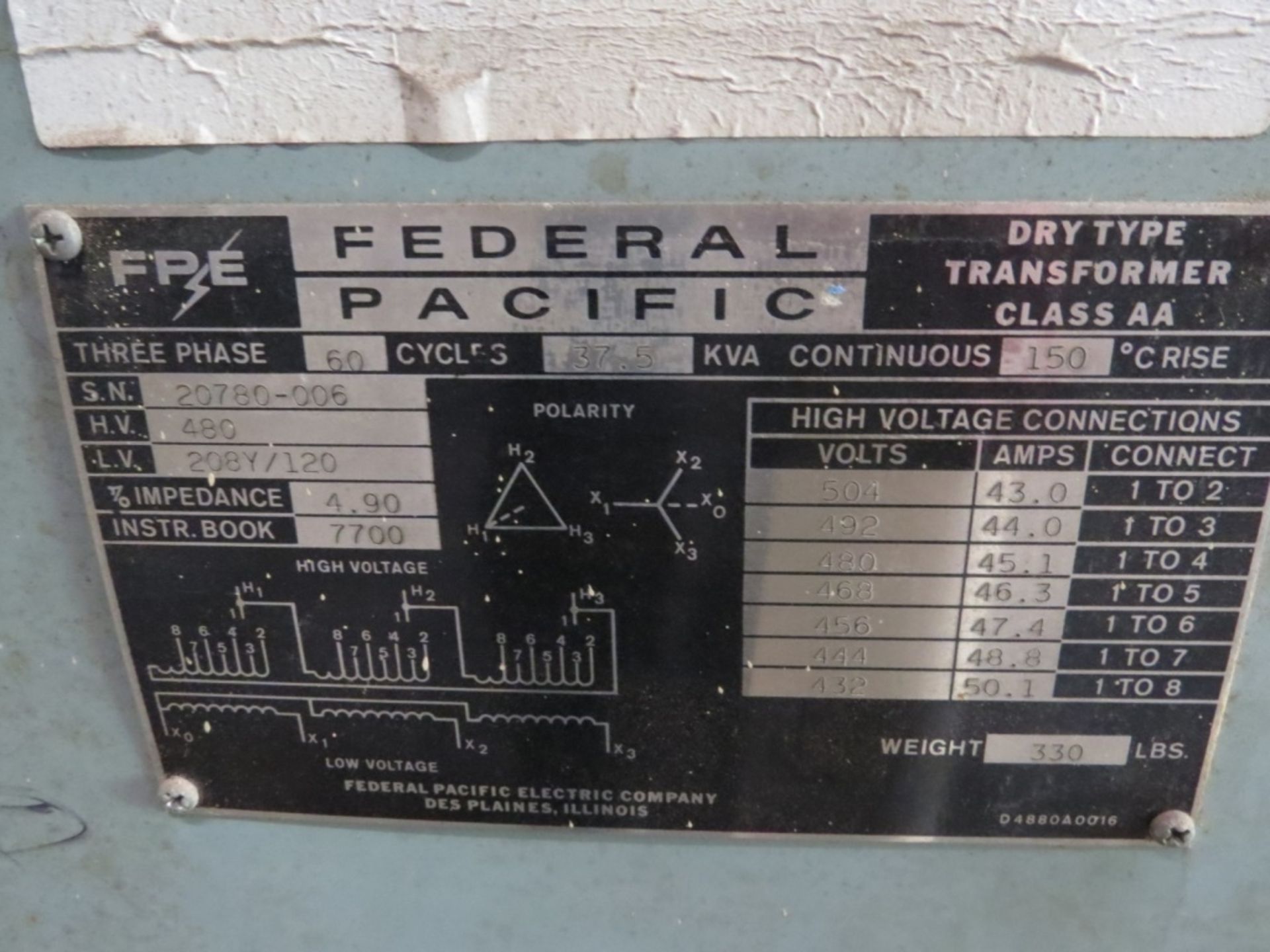 Federal Pacific 30 KVA Transformer- - Image 4 of 4