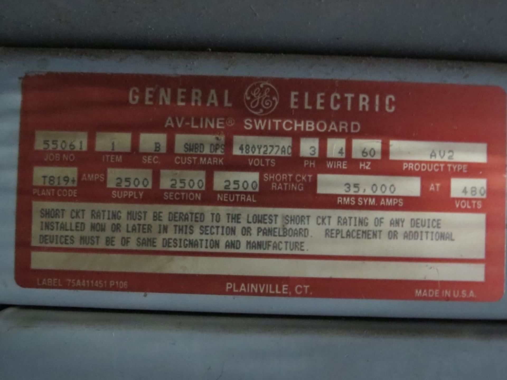 General Electric AV Switchboard- - Image 6 of 6