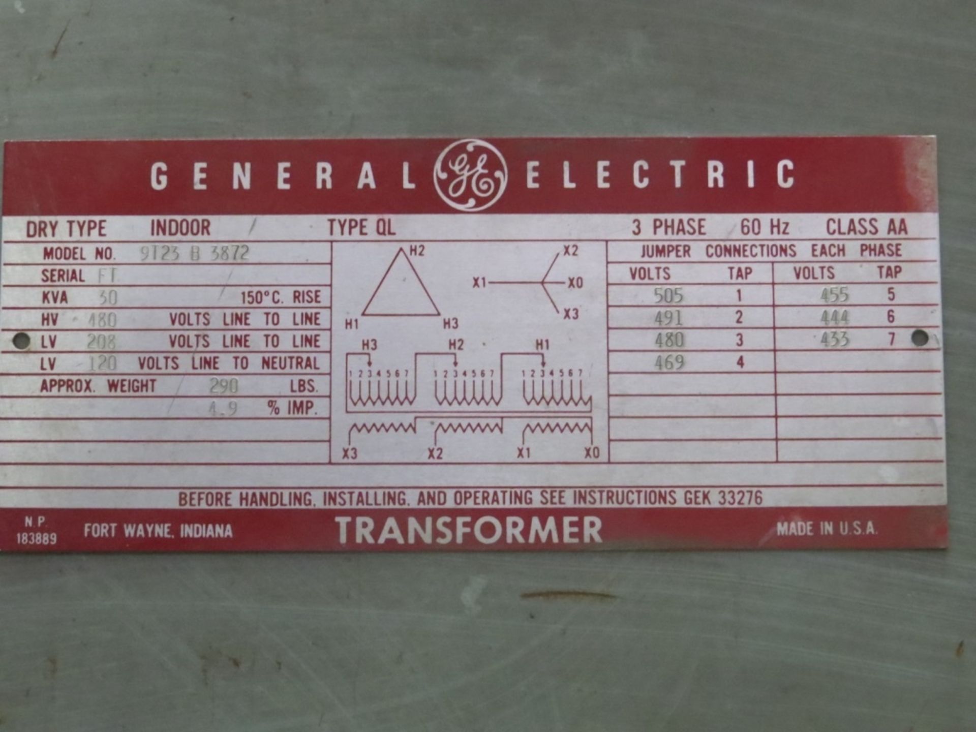 General Electric 30 KVA Transformer- - Image 5 of 5