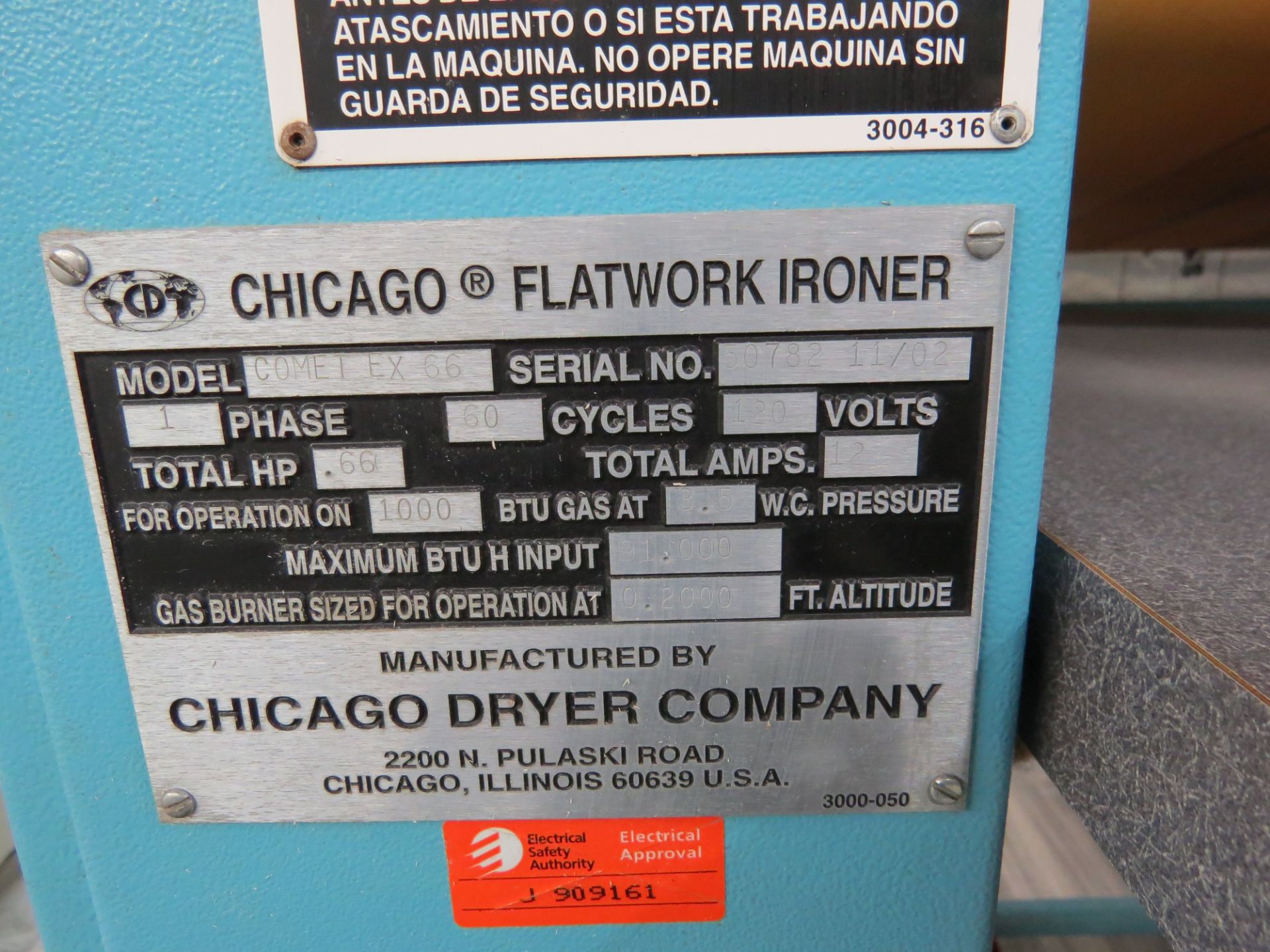 Chicago dryer comet flatwork finisher 1000 BTN gas - Image 2 of 7