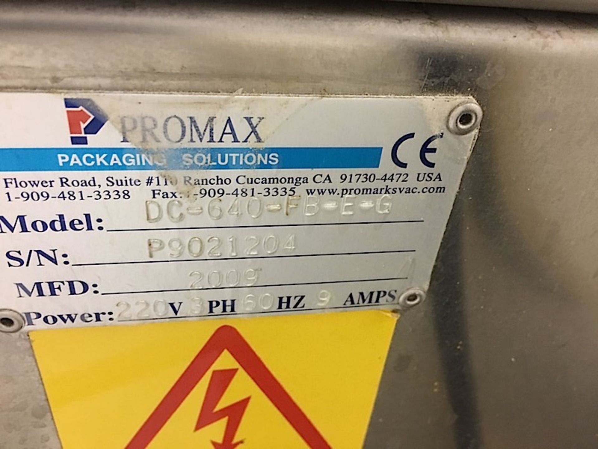 PROMAX (DC-640-FB-E-G_ VACUUM CHA,BER PACKAGING MACHINE - Image 3 of 3