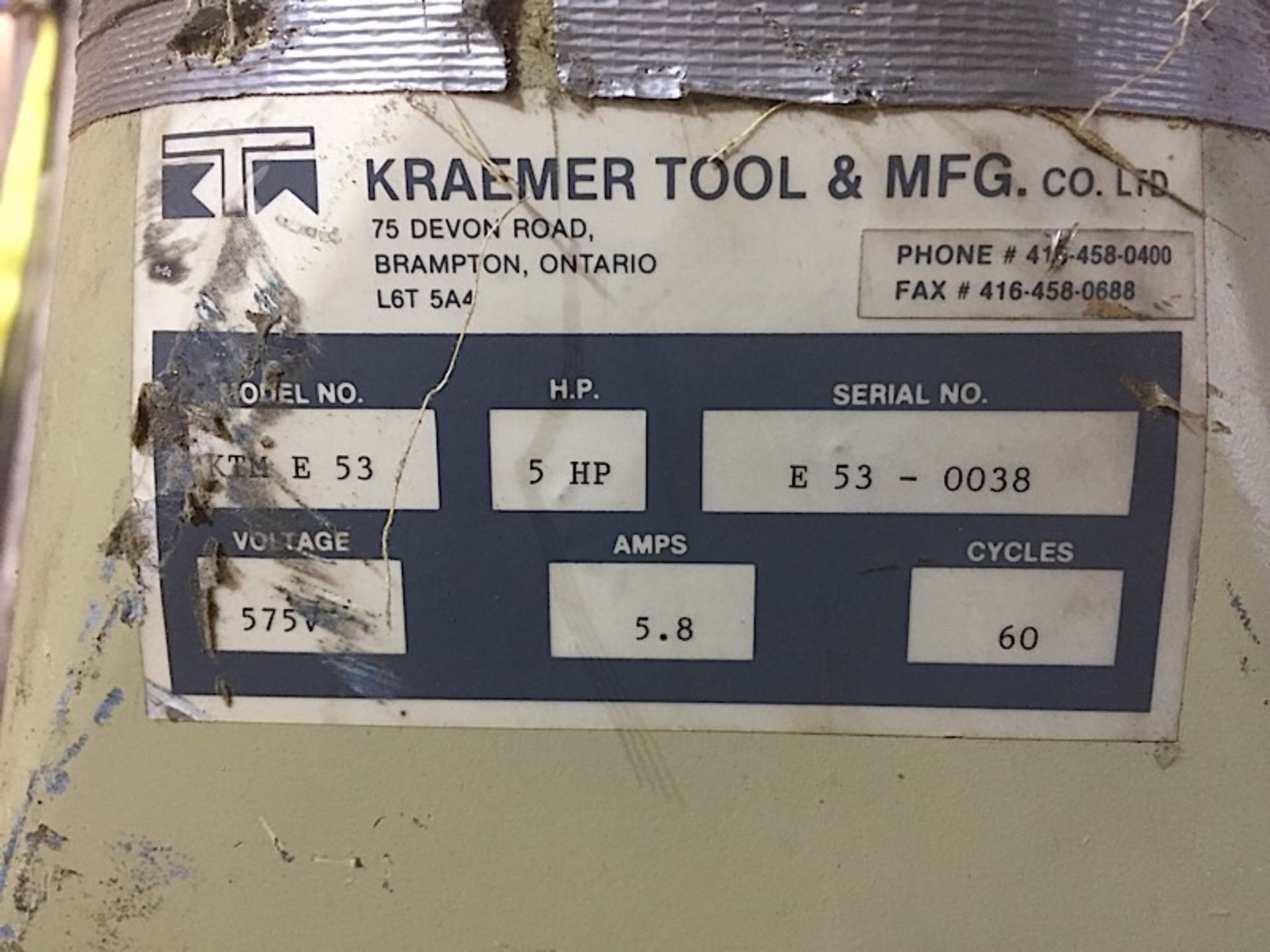 KRAEMER DUST COLLECTION 5HP BLOWER - Image 2 of 2