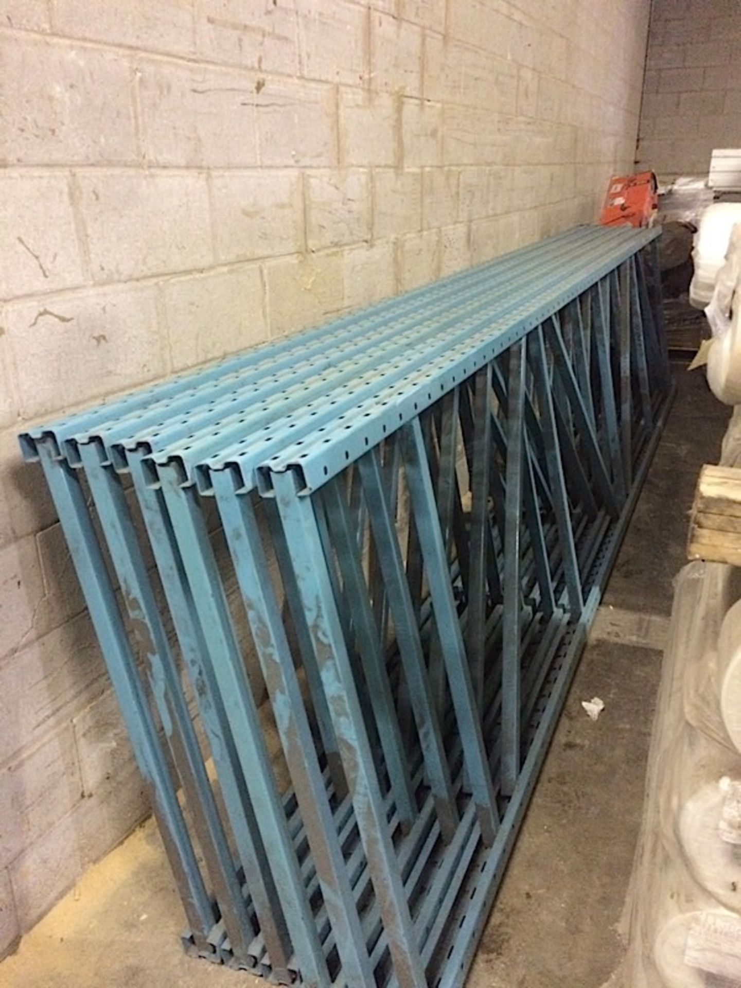 WAREHOUSE RACKING 16ft LONG x 42" WIDE (BIDDING IS PER SECTION OF RACKING MULTIPLIED BY 6)