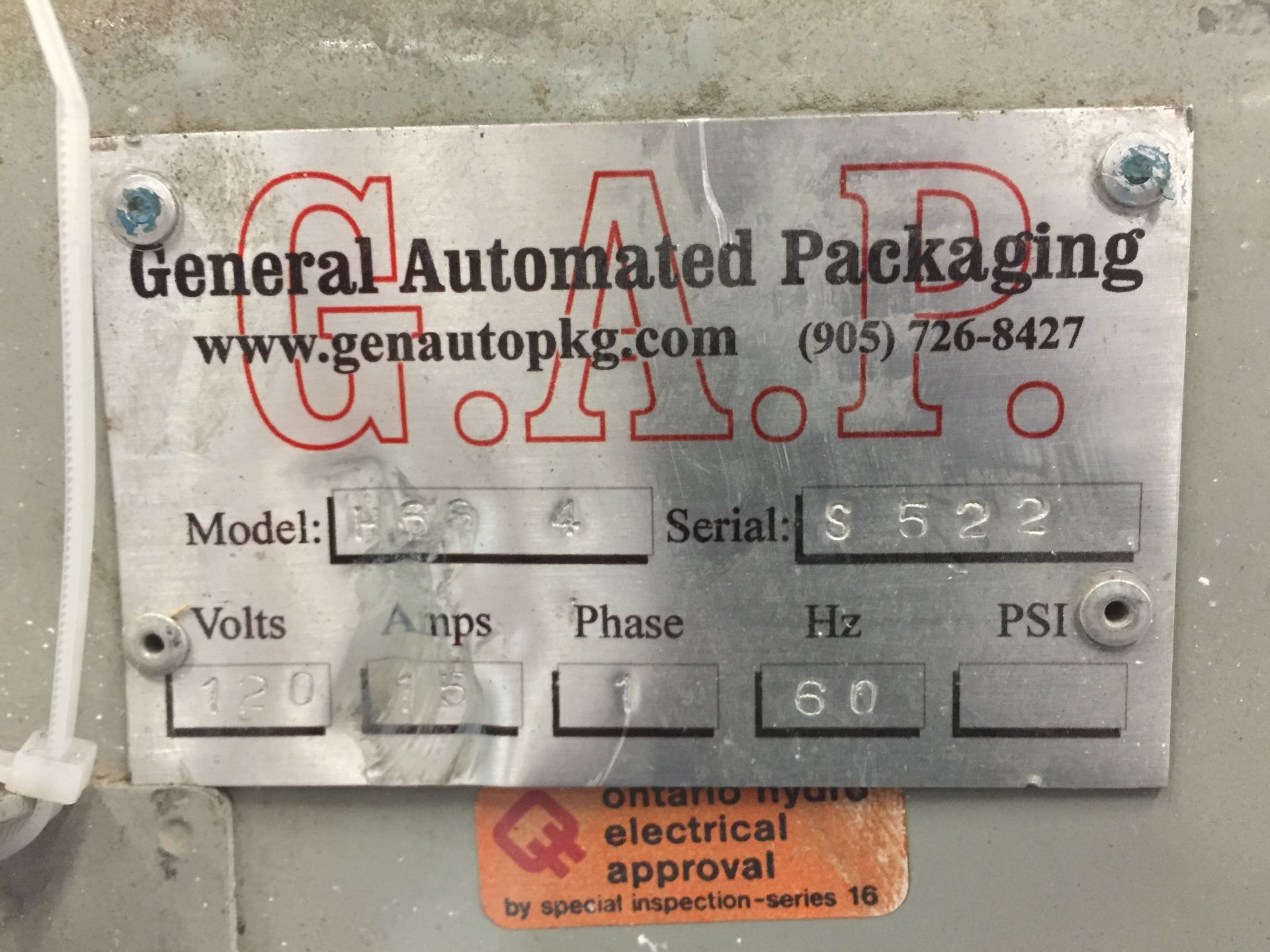 GENERAL AUTOMATED PACKAGING, PALLET WRAPPER, SERIAL #S 522 - Image 3 of 4