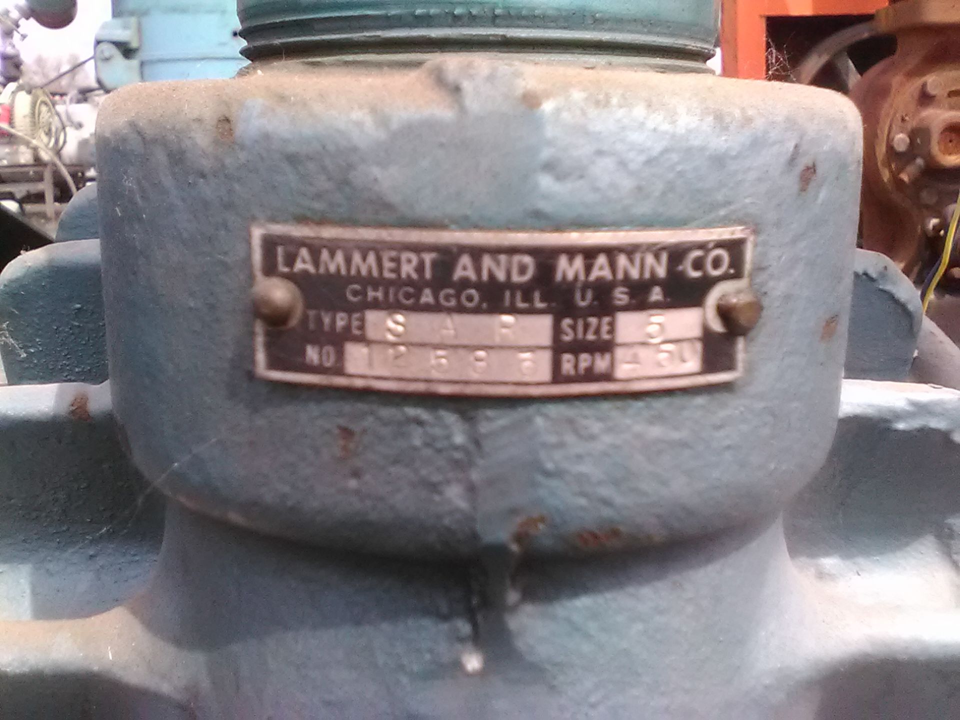 LAMMERT VACUUM PUMP - 7.5 HP. SIZE 5. MD# 5K4254A21. SN: XY106694. - Image 3 of 4