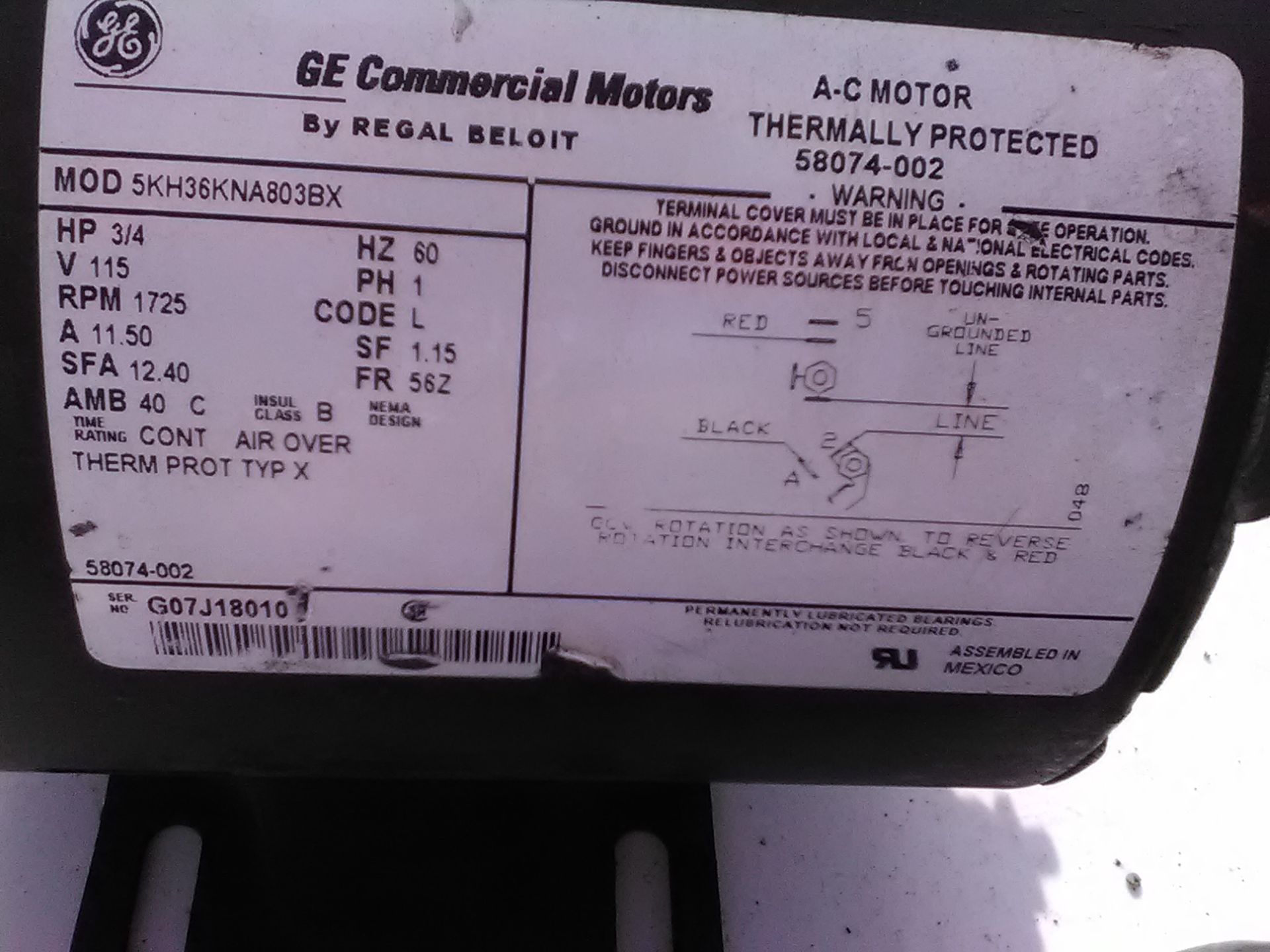 SINGLE PHASE MOTORS. LOT OF (7). SOME NEW. - Image 4 of 6