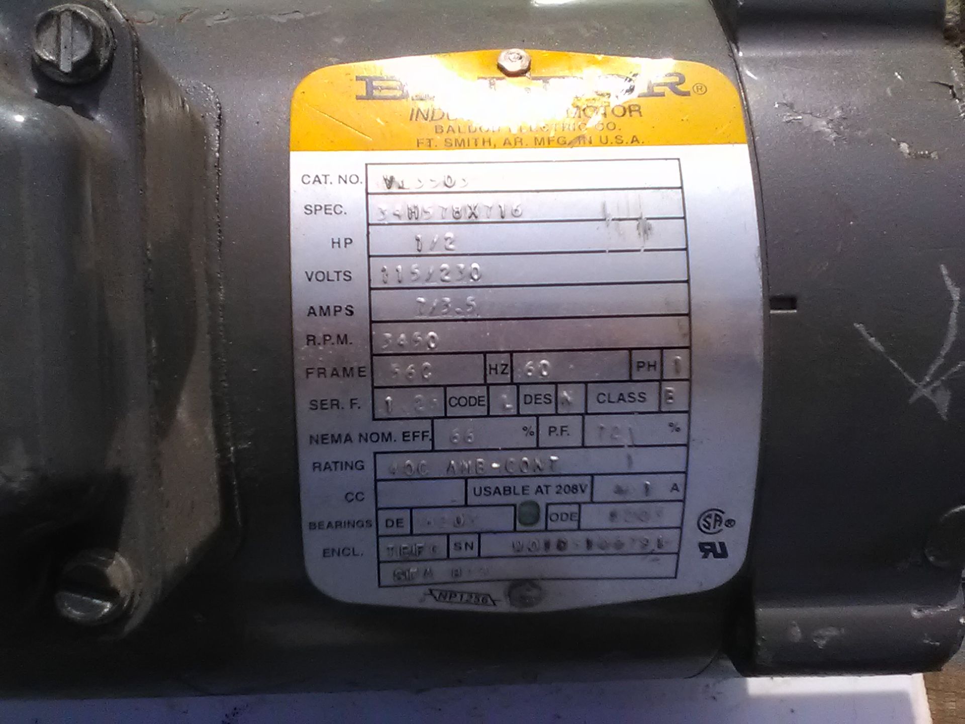 SINGLE PHASE MOTORS. LOT OF (7). SOME NEW. - Image 3 of 6