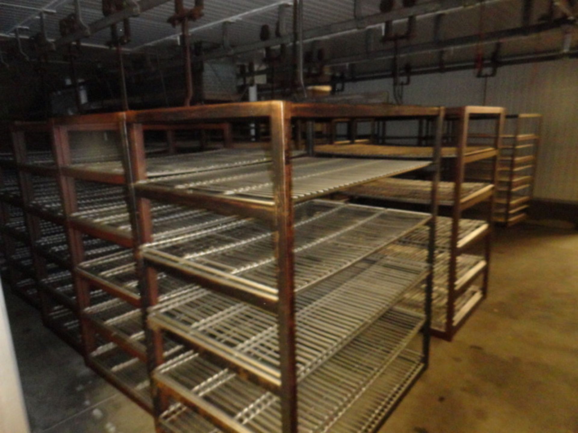 LOT OF (30) CARBON STEEL SMOKE RACKS, HANGING STYLE, WITH (9) STAINLESS STEEL SCREENS ON EACH. - Image 6 of 6