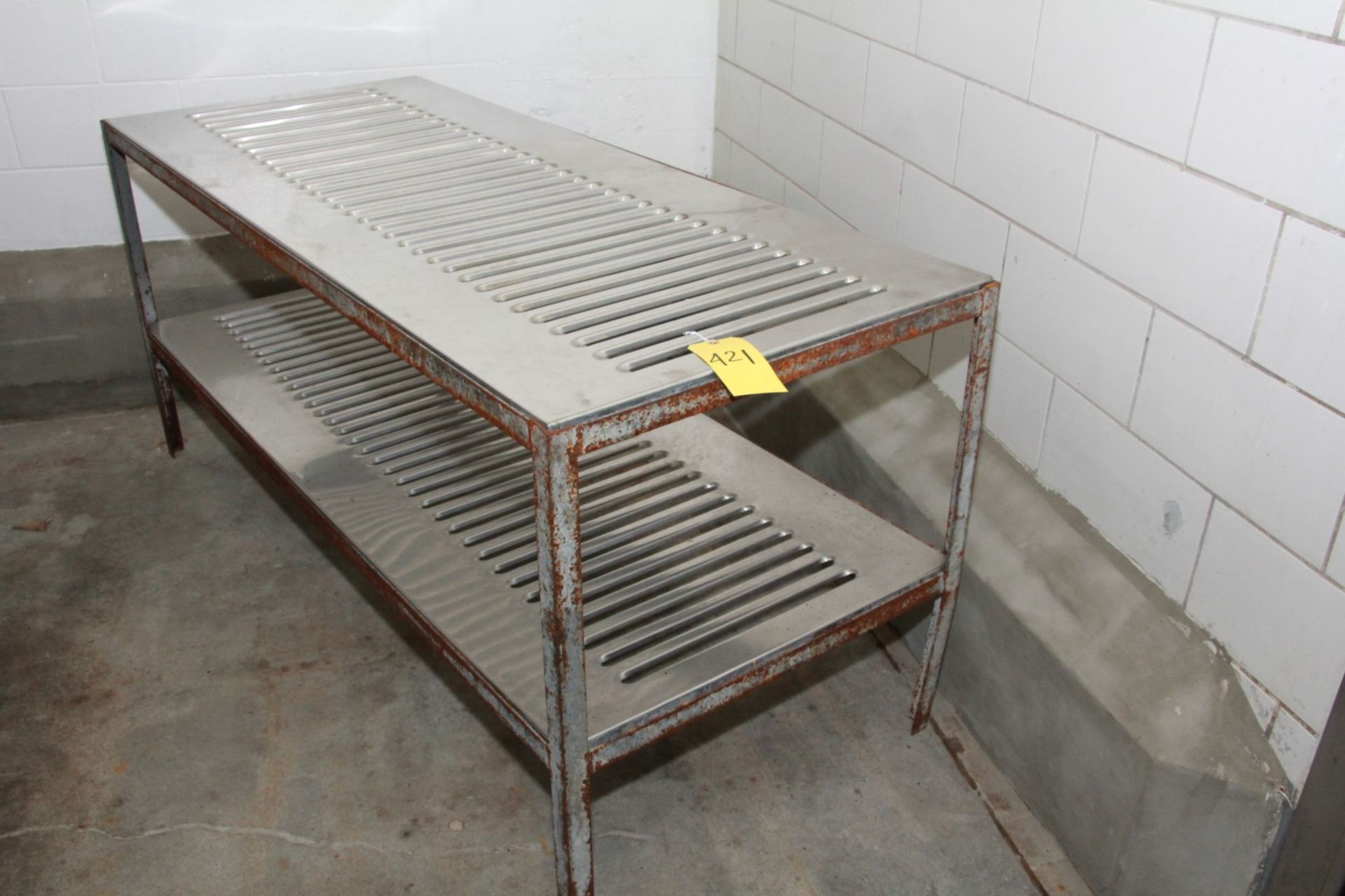 STAINLESS STEEL TABLE - SLOTTED. 30"x 72" x 29". - Image 2 of 2