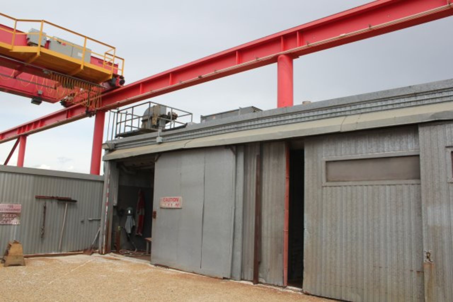 SMALL SANDBLAST BUILDING -EAST OF MAIN SHOP W/AIR MAKEUP & HOPPER - Image 2 of 3