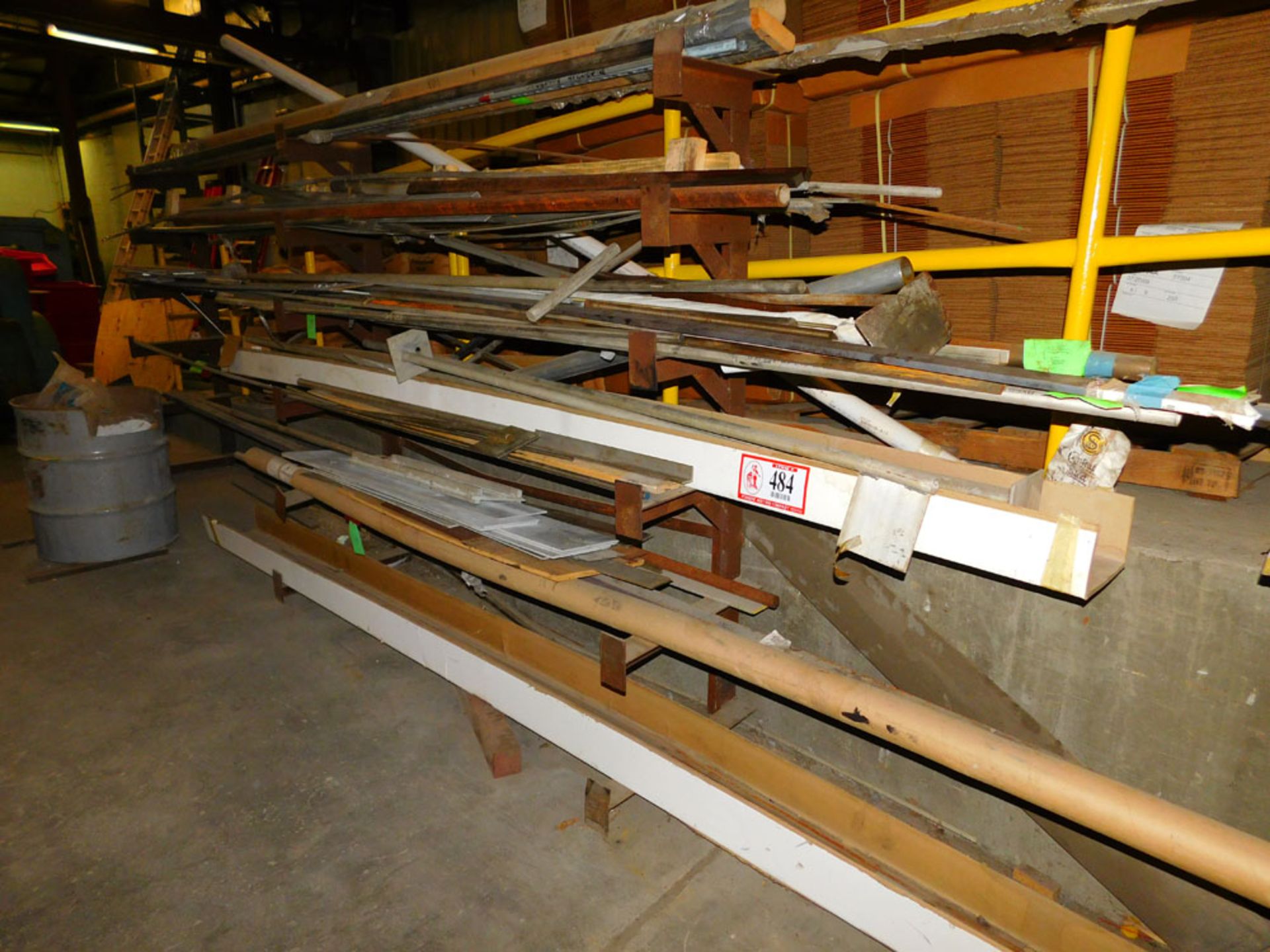 Metal Storage Rack, W/Contents, Various Round Stock, Flat Stock, Channel, Angle, etc.