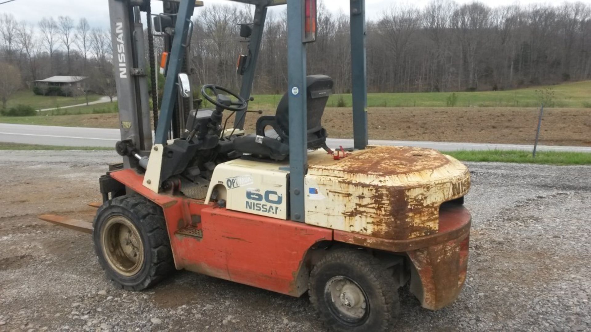 Nissan FGJ32A30V Forklift, 6000lb, 130" lift, Cushion Tire, Diesel, 7,556hrs, Sn 3002-9M0135 ( - Image 6 of 6