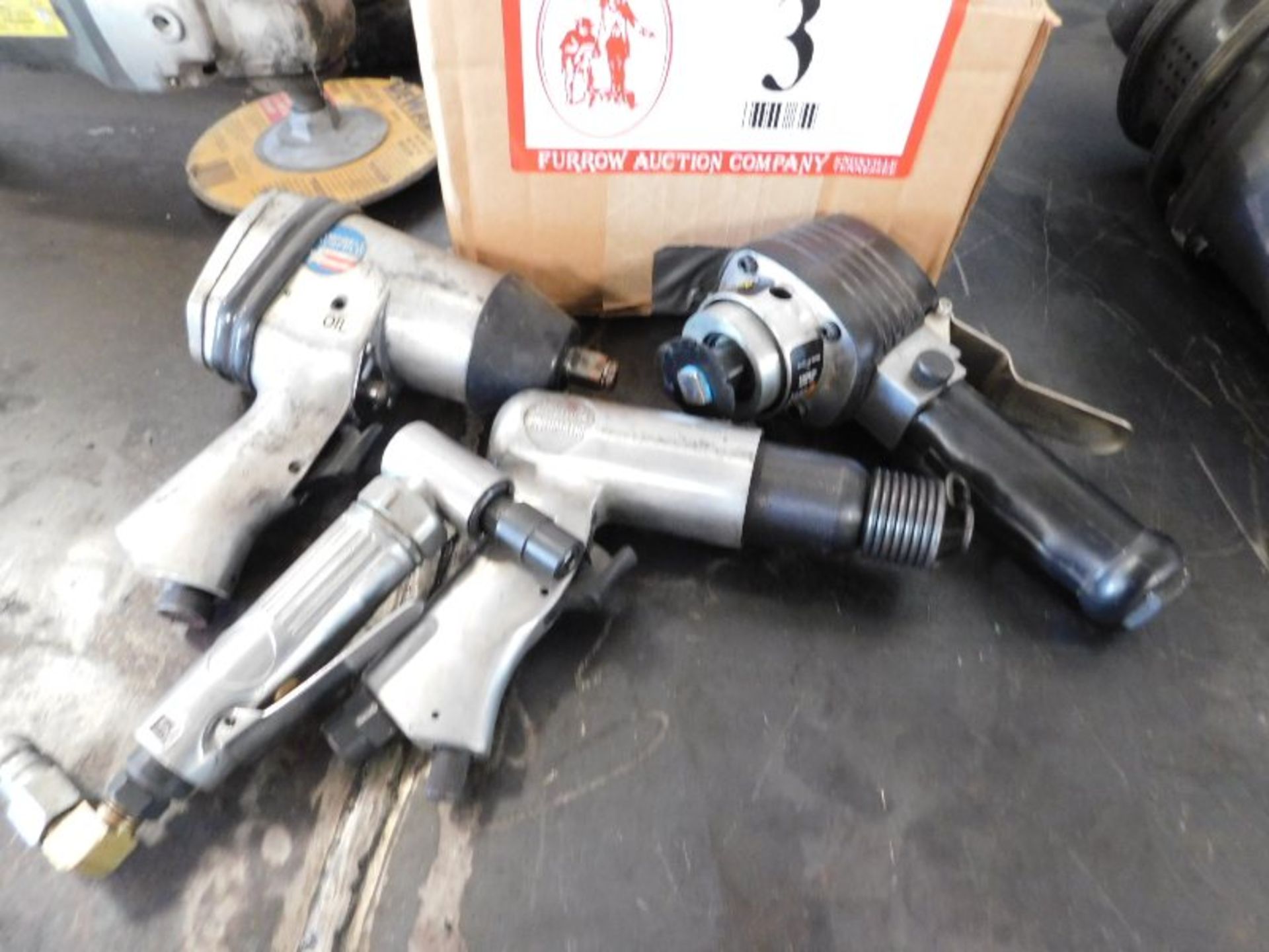 (7) Pneumatic Tools, Campbell Hausfeld 1/2" Drive Impact Wrench, (2) Chisels, Dual Action Sander, - Image 2 of 2