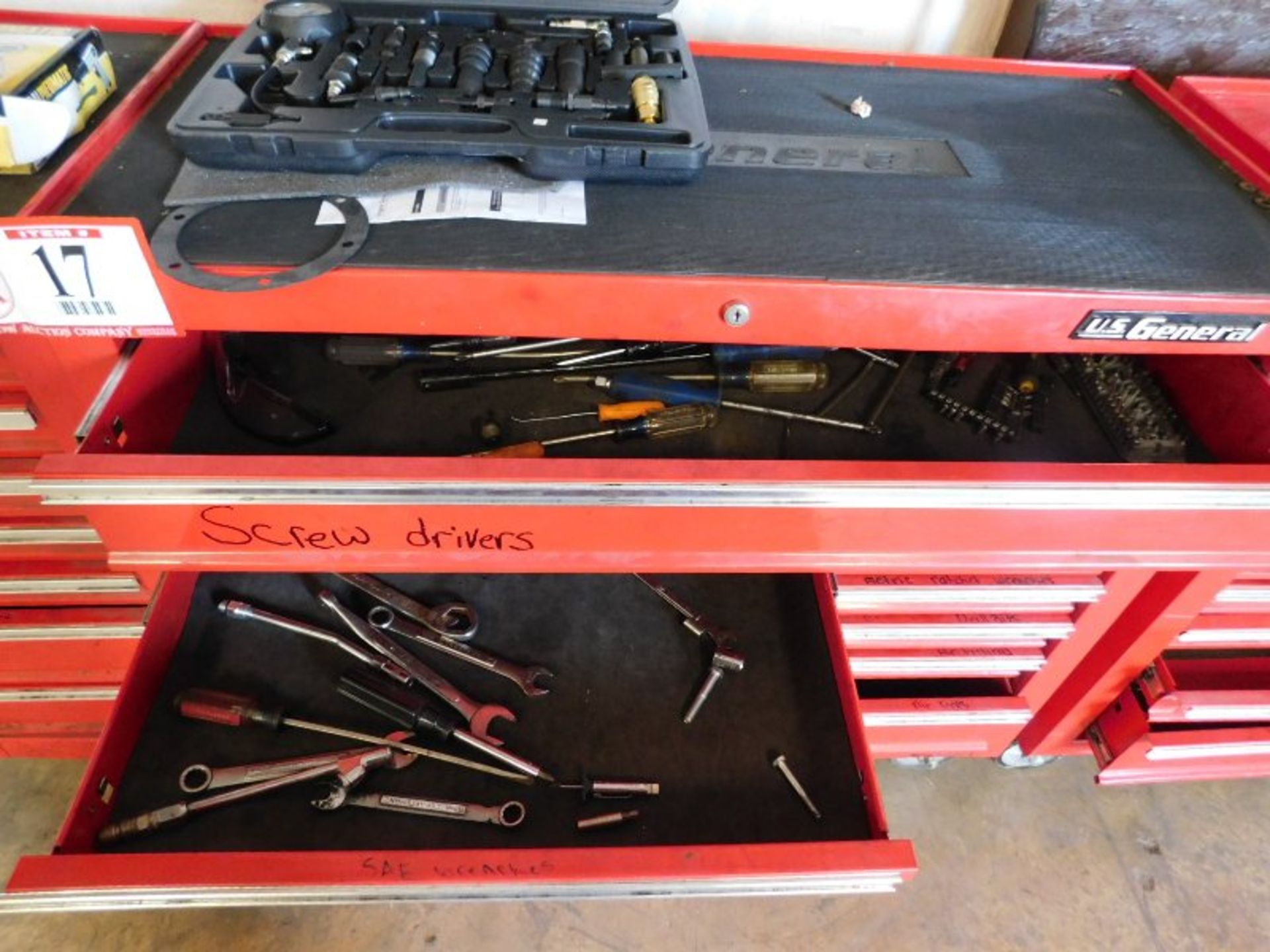 US General 13-Drawer Tool Box on Casters, W/7-Drawer Tool Box, w/Contents, Screwdrivers, Wrenches, - Image 2 of 2