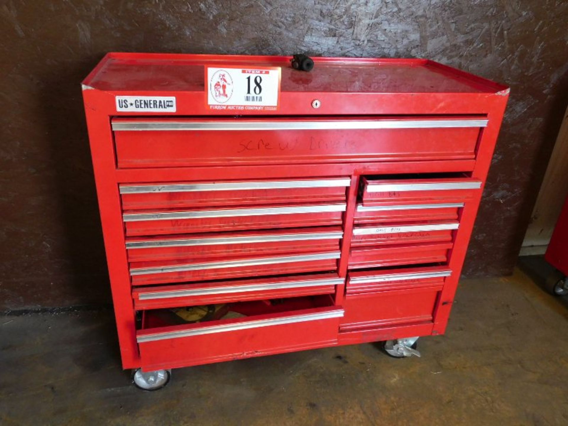 US General 13-Drawer Tool Box, w/Contents, Screwdrivers, Wrenches, Drill Bits, Sockets, etc. - Image 4 of 5