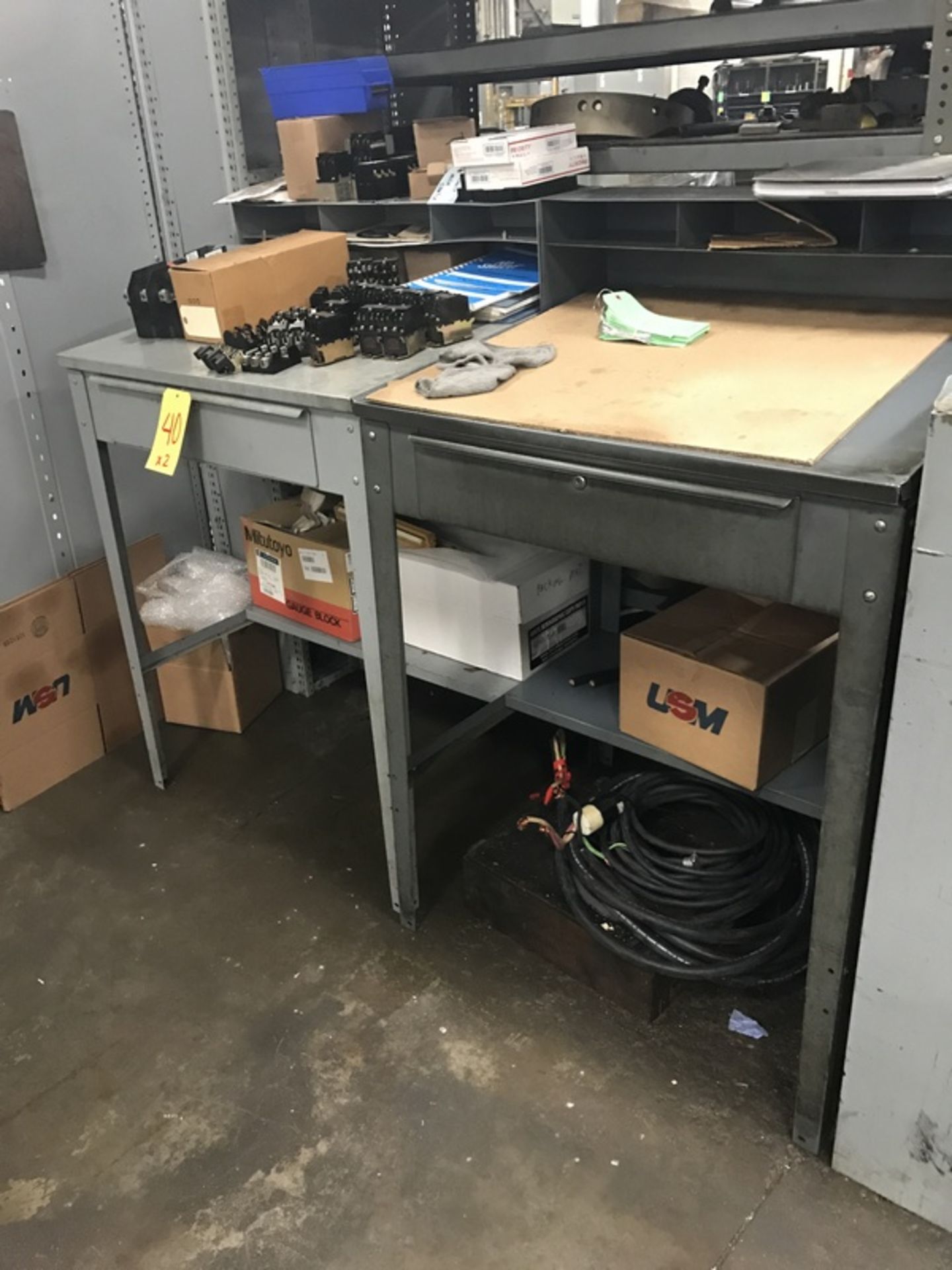 Metal Foreman Type Desk & Contents