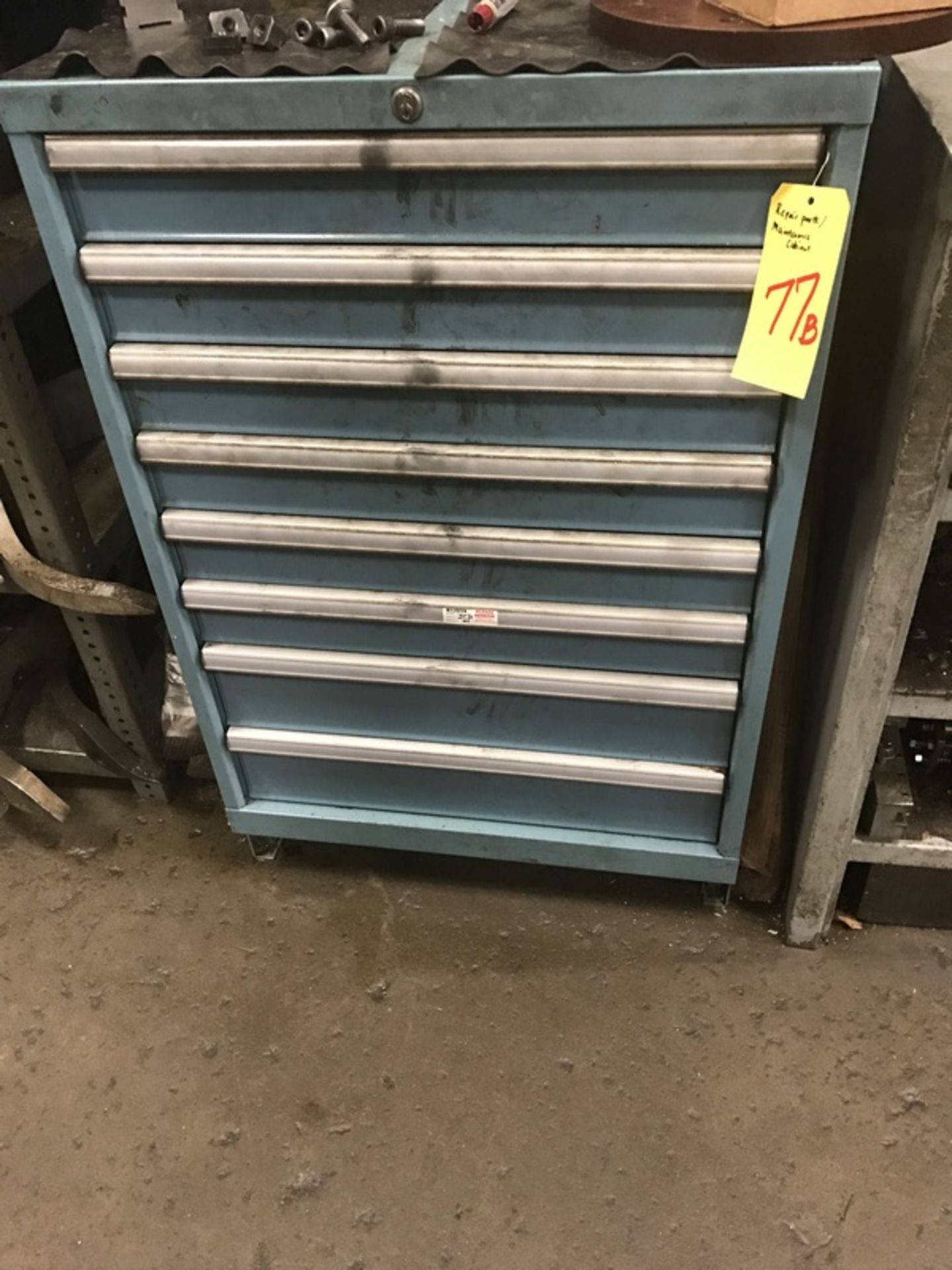 8-Drawer Vidmar Style Tooling Cabinet & Contents of Acme Gridley Repair Parts & maintenance surplus