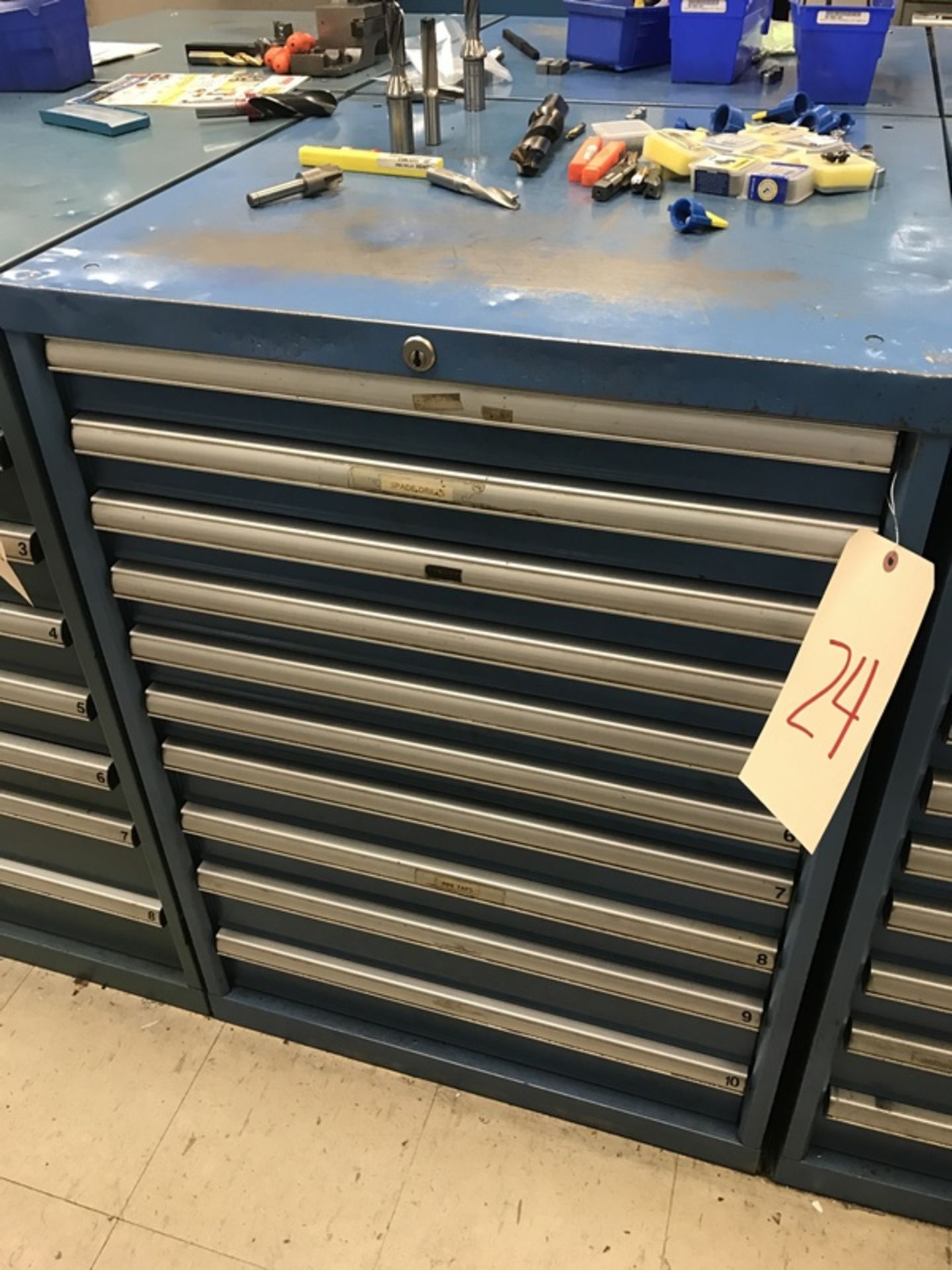 10-Drawer Lista Cabinet & Contents, Including Tooling of Various types Including: Drill Bits, Tap