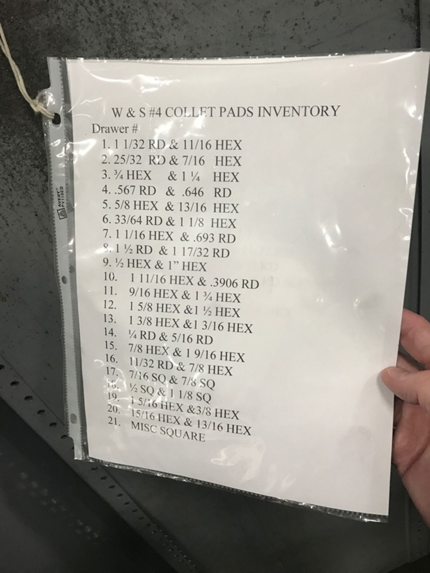 Metal Tooling Cabinet & Contents of #4 Warner Swasey Collet Pads, including: the listing of items - Image 9 of 10