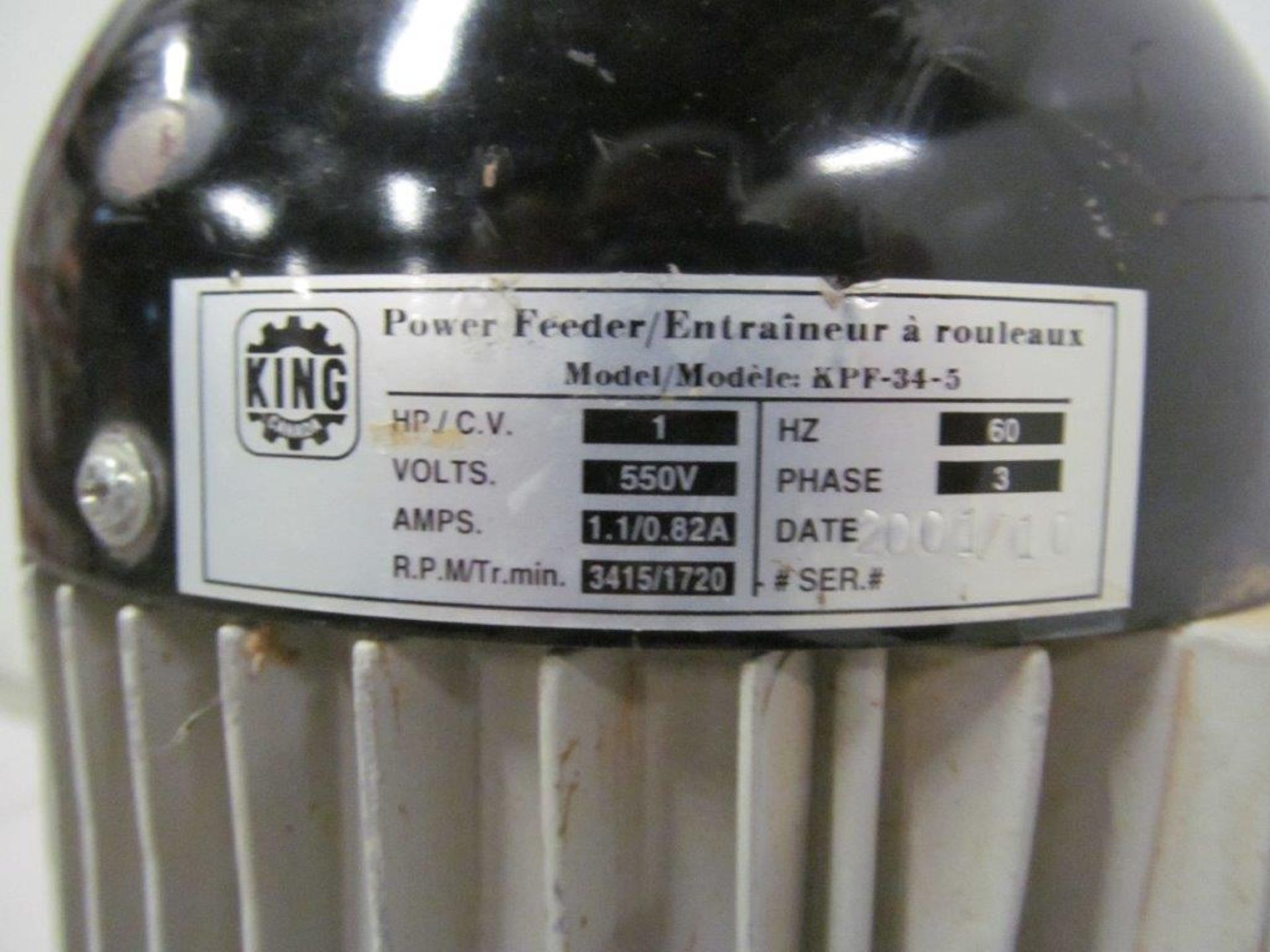 KING "USED" FEEDER MODEL PF-34-5, ELECTRICS: 550V/3PH/60C - Image 2 of 2