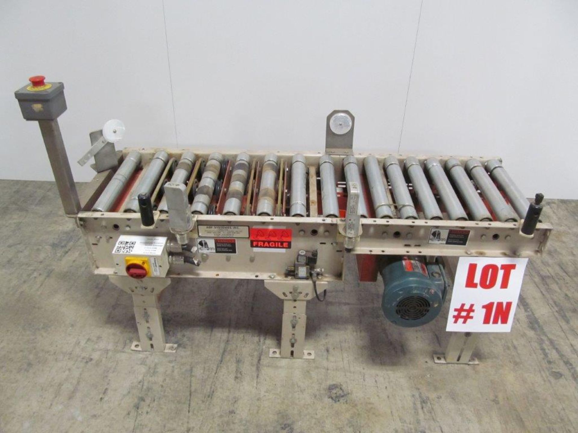 ERMANCO MOTORIZED ROLLER CONVEYOR @ 56" LONG, 16" WIDE ROLLERS, ELECTRICS: 208V/230V/3PH/60C